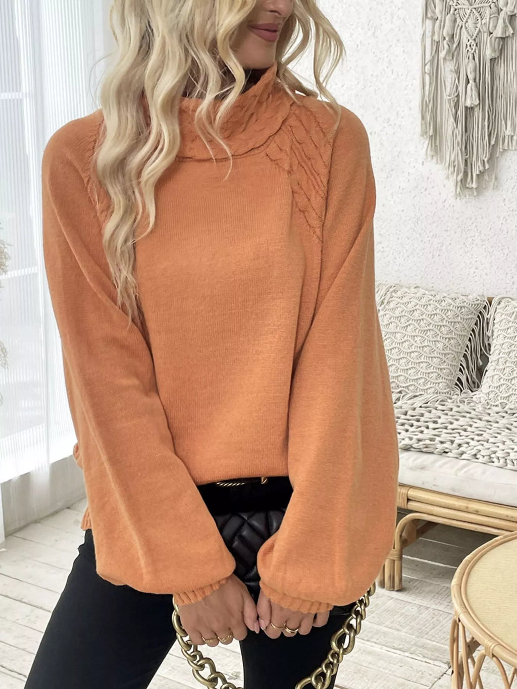 Cable Knit Turtleneck Sweater