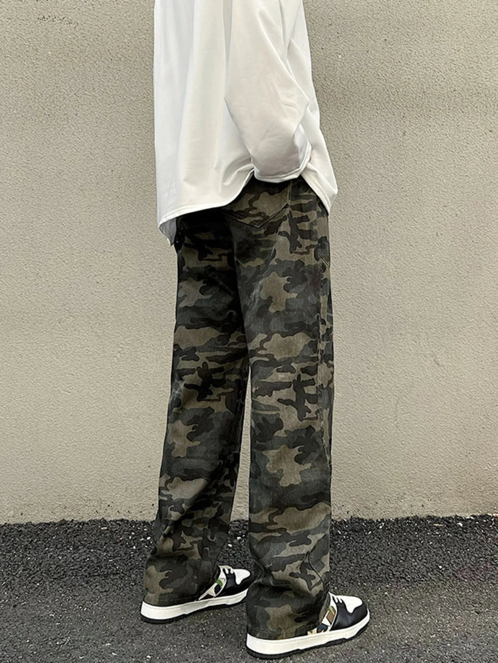Men's Full Size Camouflage Loose Fit Jeans Plus Wize