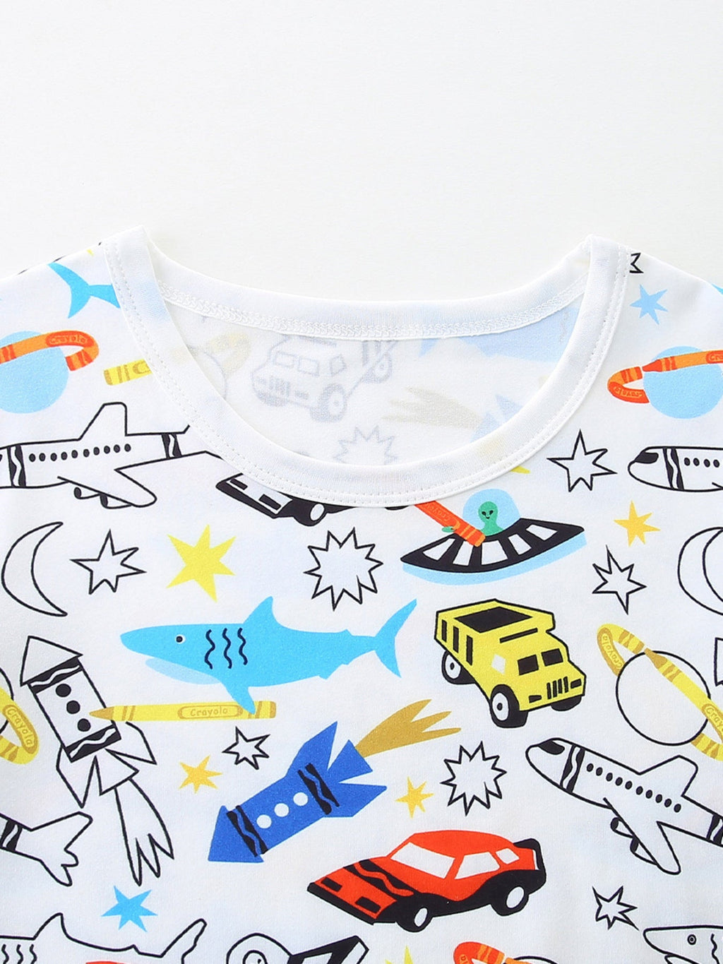 Children's Cartoon Vehicle Print Tee and Shorts Set