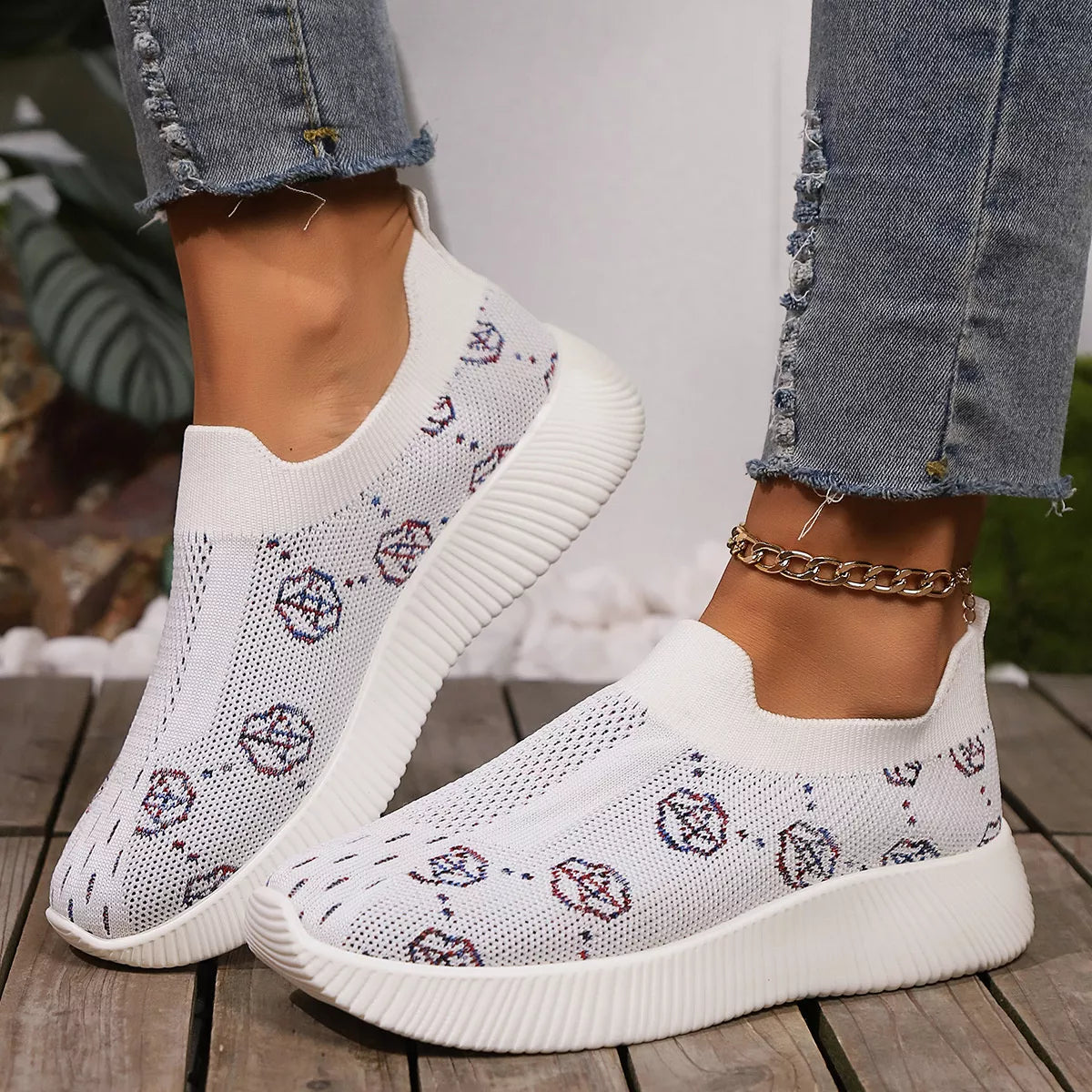 Mesh Round Toe Slip-Ons