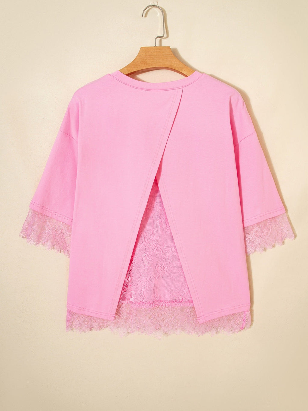 Floral Lace Patchwork Half Sleeve Oversize Tee