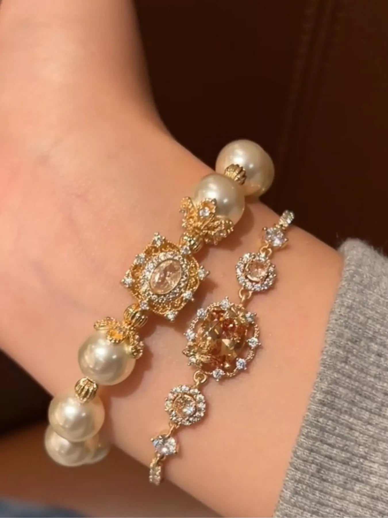 18K Gold-Plated Pearl Bracelet