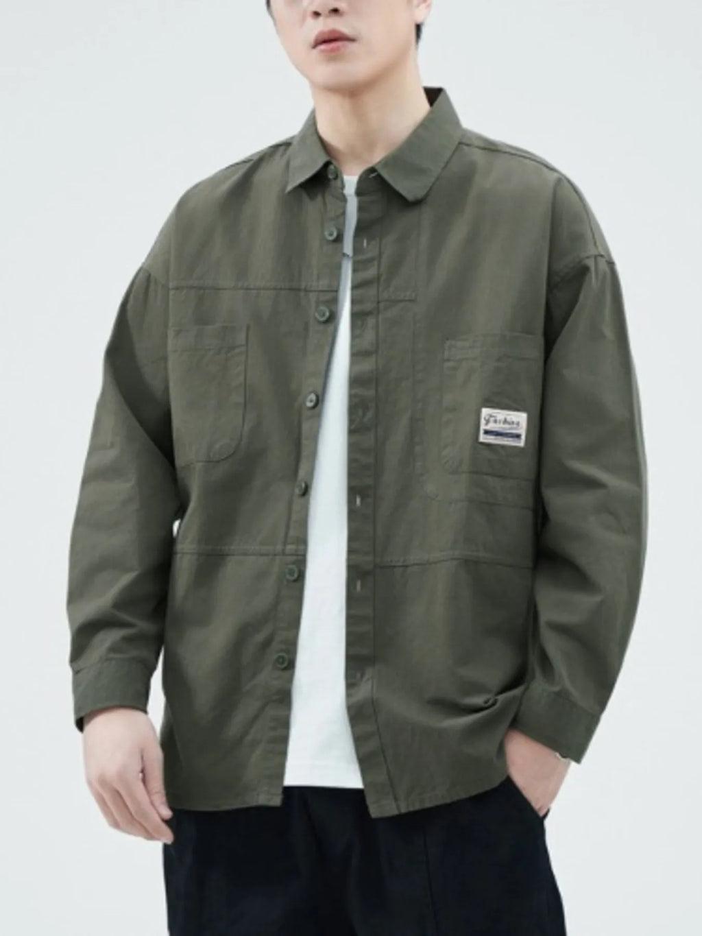 Men's Plus Size Button Up Long Sleeve Shirt