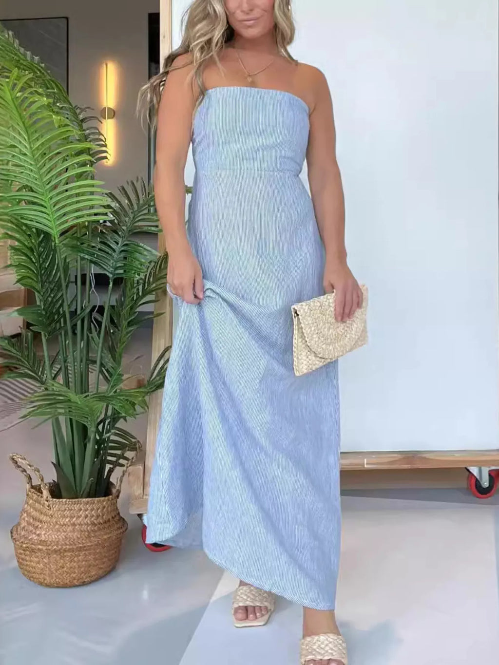 Full Size Strapless Casual Maxi Dress Plus Size
