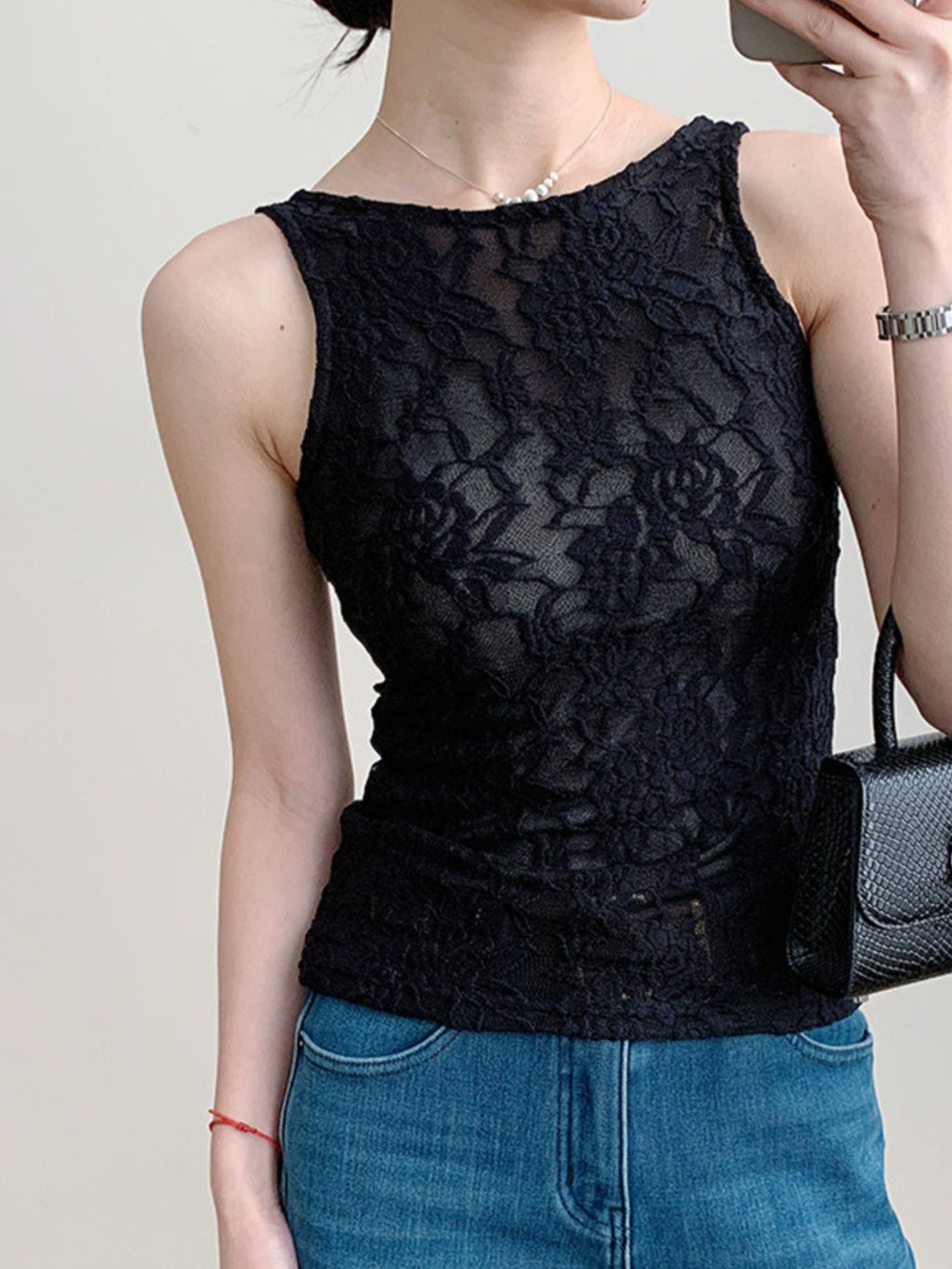 Lace Round Neck Tank