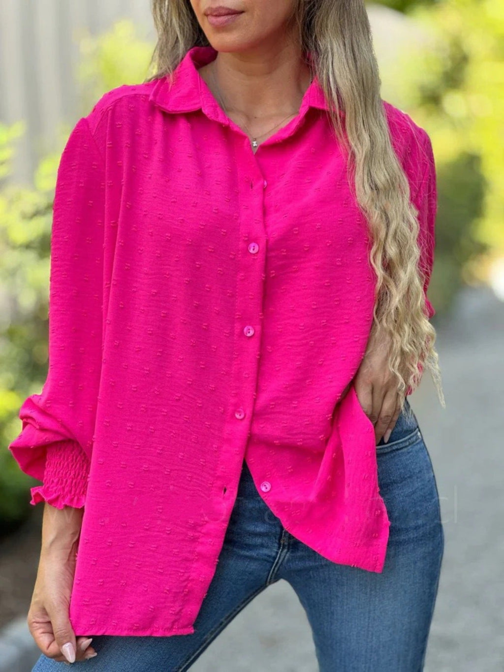 Swiss Dot Button Down Shirt