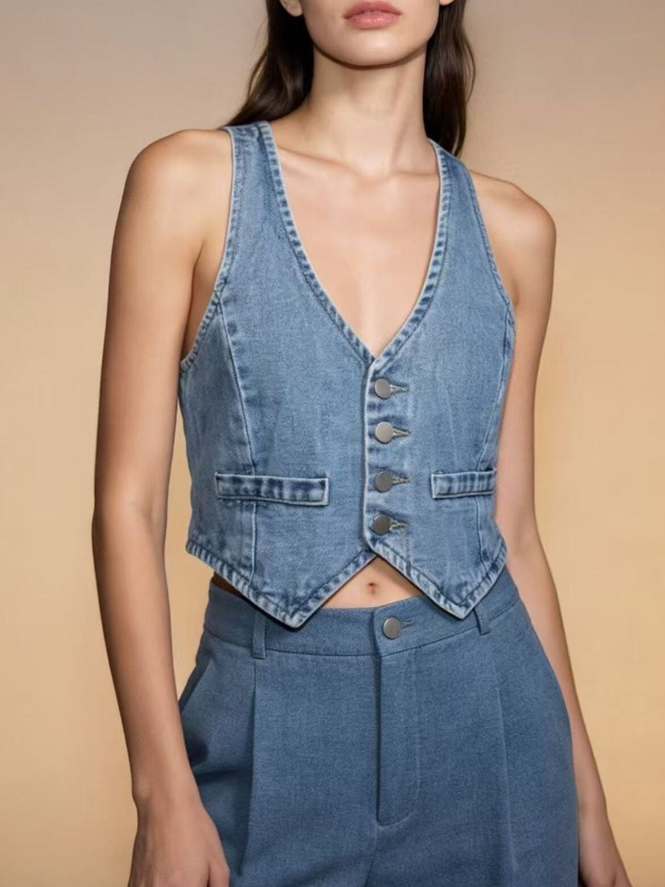 Button-Down Denim Vest