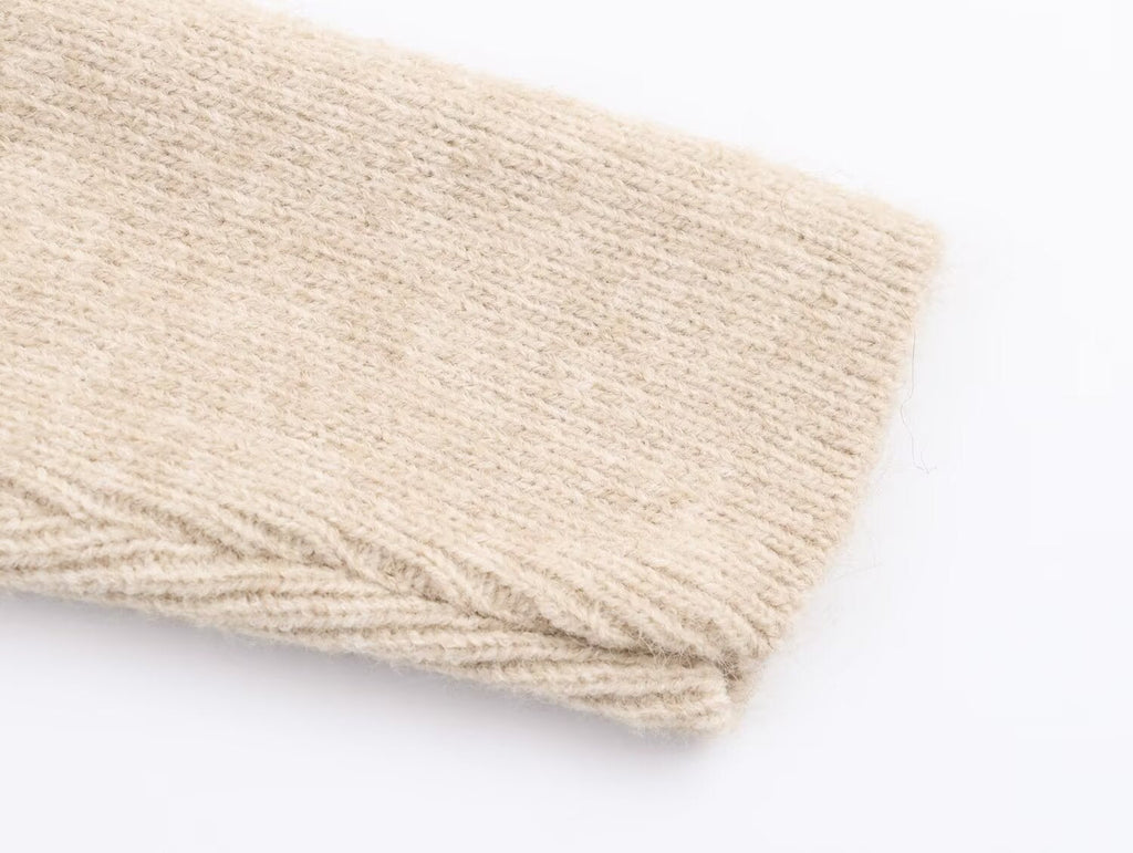 Irregular Asymmetric Turtleneck Long Sleeved Sweater Women Winter Furry Stitching Loose Sweater Top