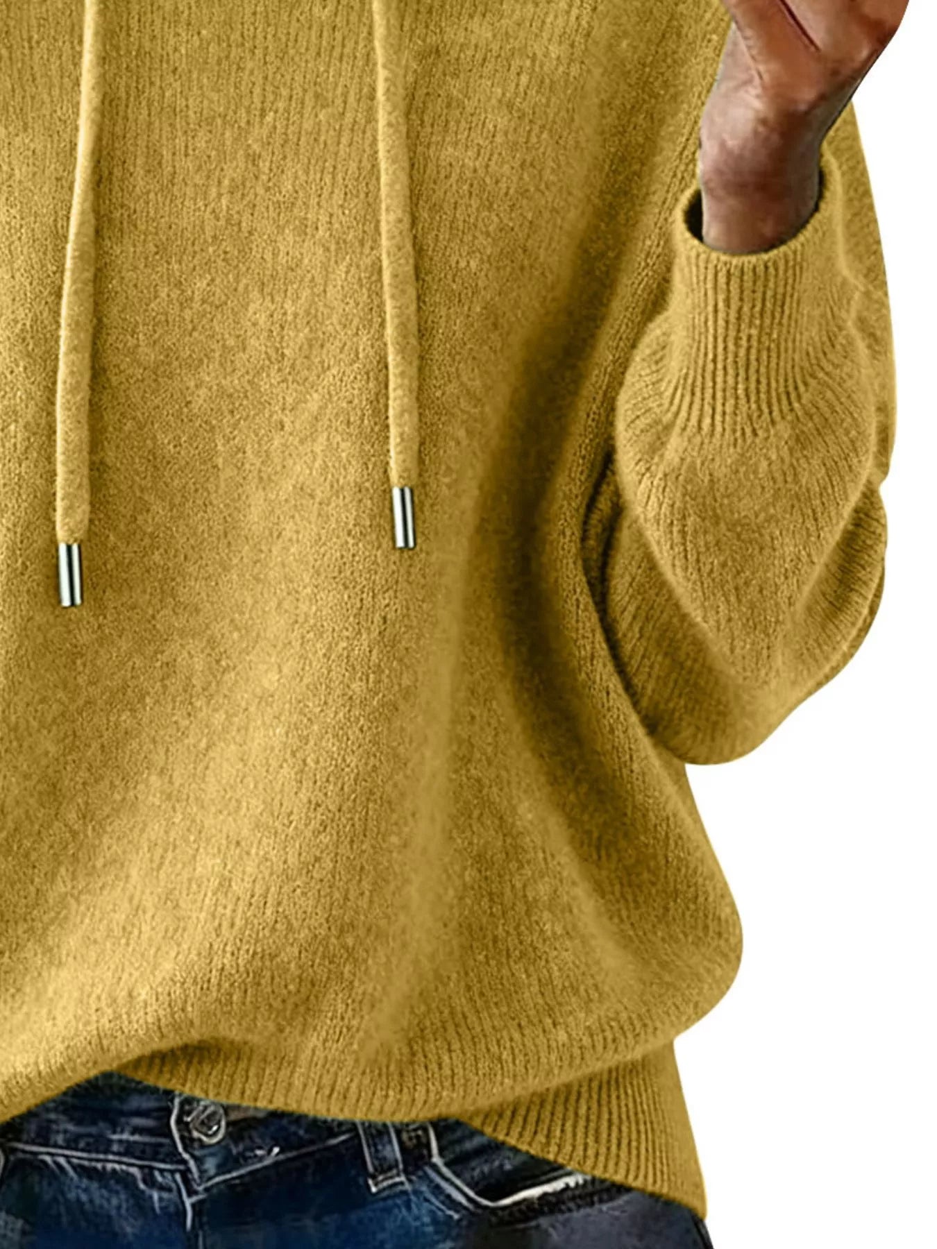 Drawstring Long Sleeve Hooded Sweater