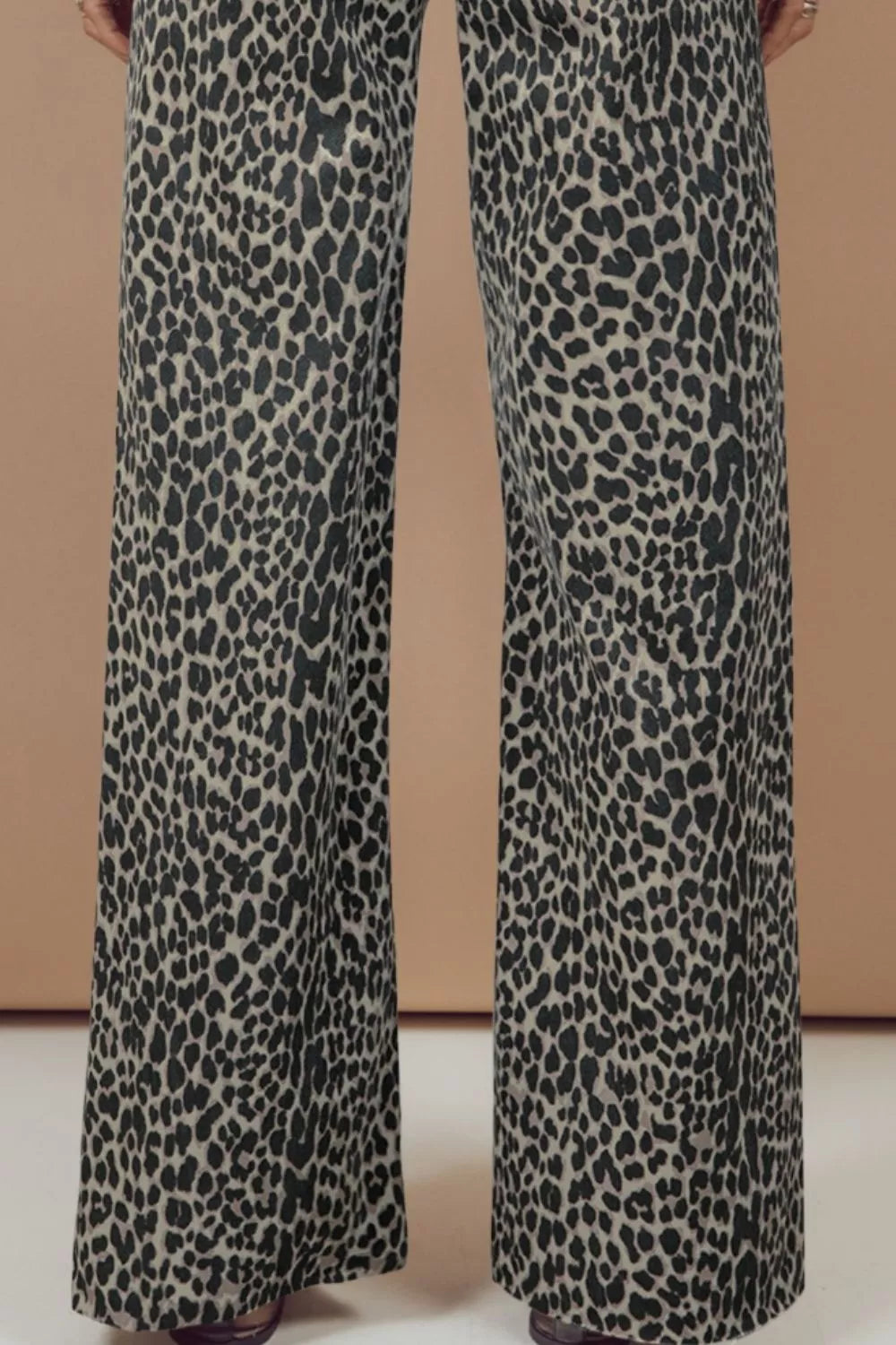 Leopard Print Wide Leg High Waist Jeans