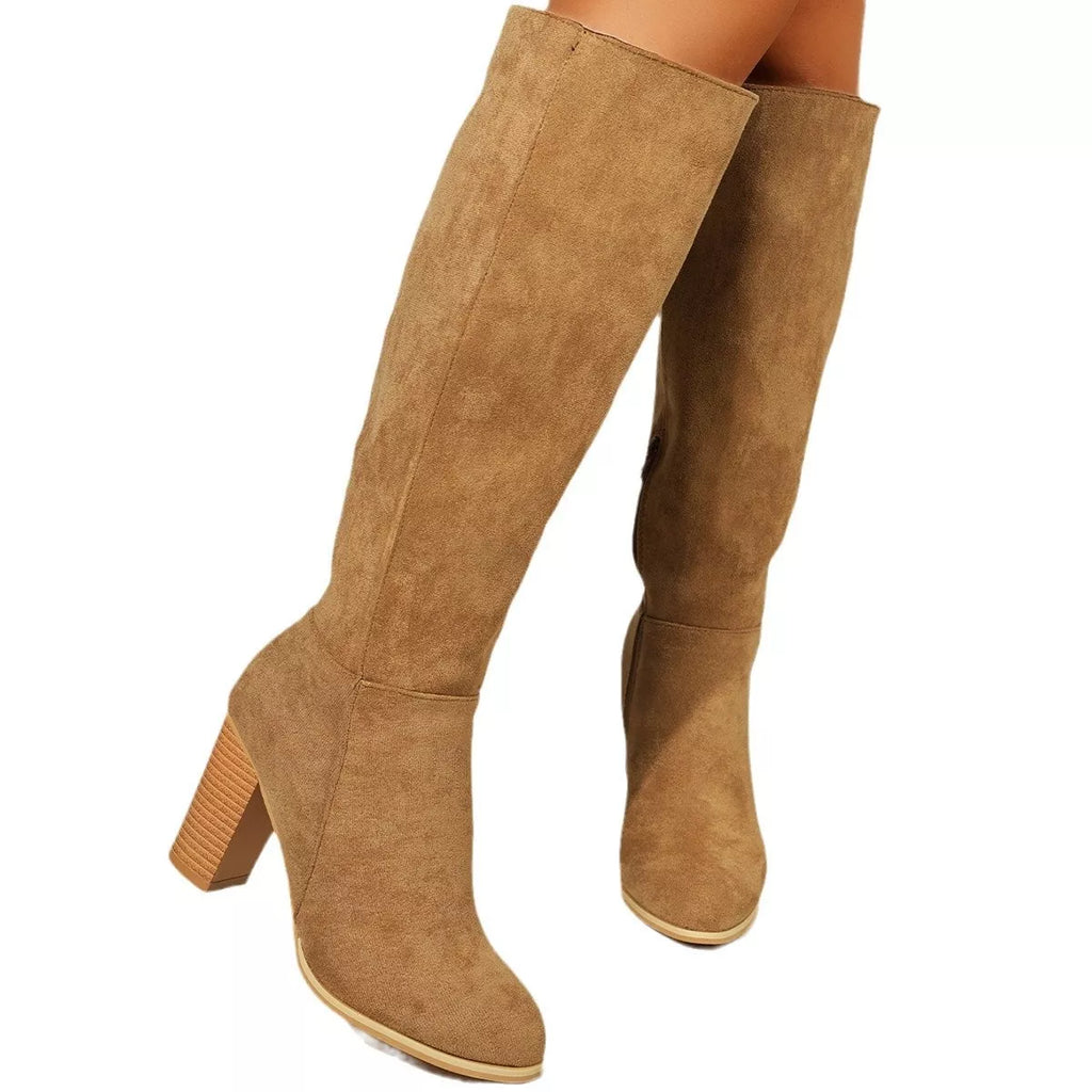 Point Toe Block Heels Boots