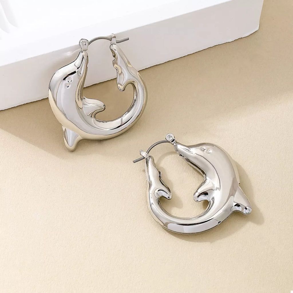 18K Gold-Plated Dolphin Hoop Earrings
