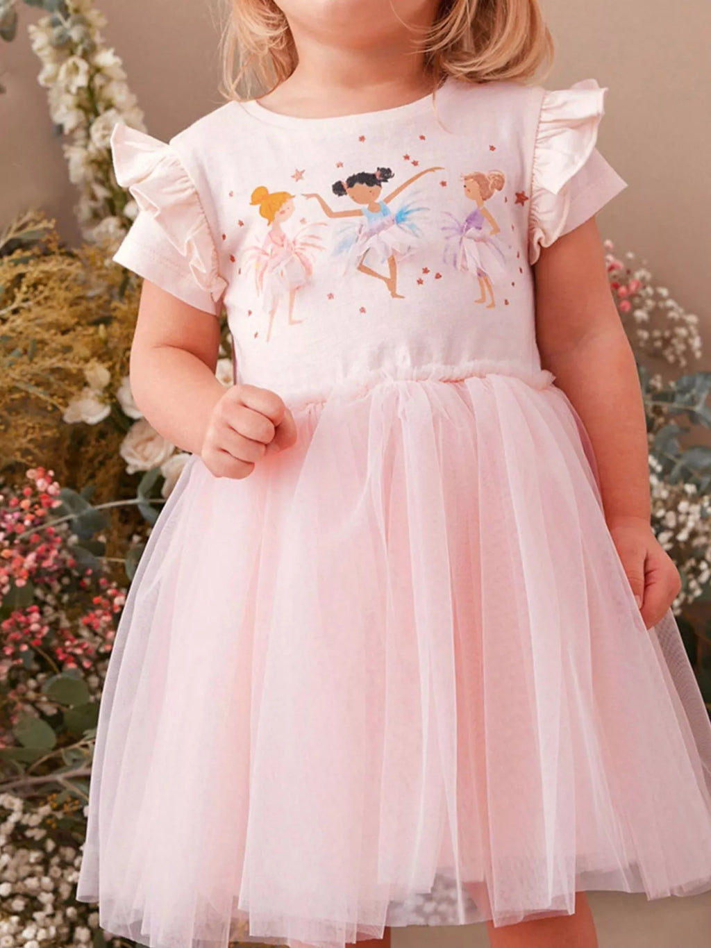 Children's Ballerina Round Neck Tulle Dress