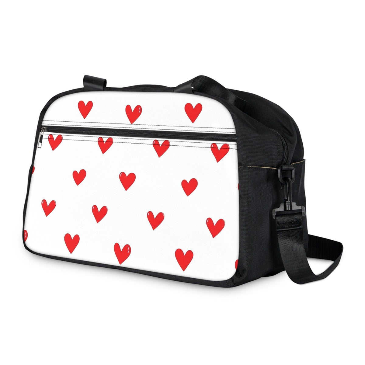 Fall in Love with Fitness Womens White Heart Print Fitness Handbag