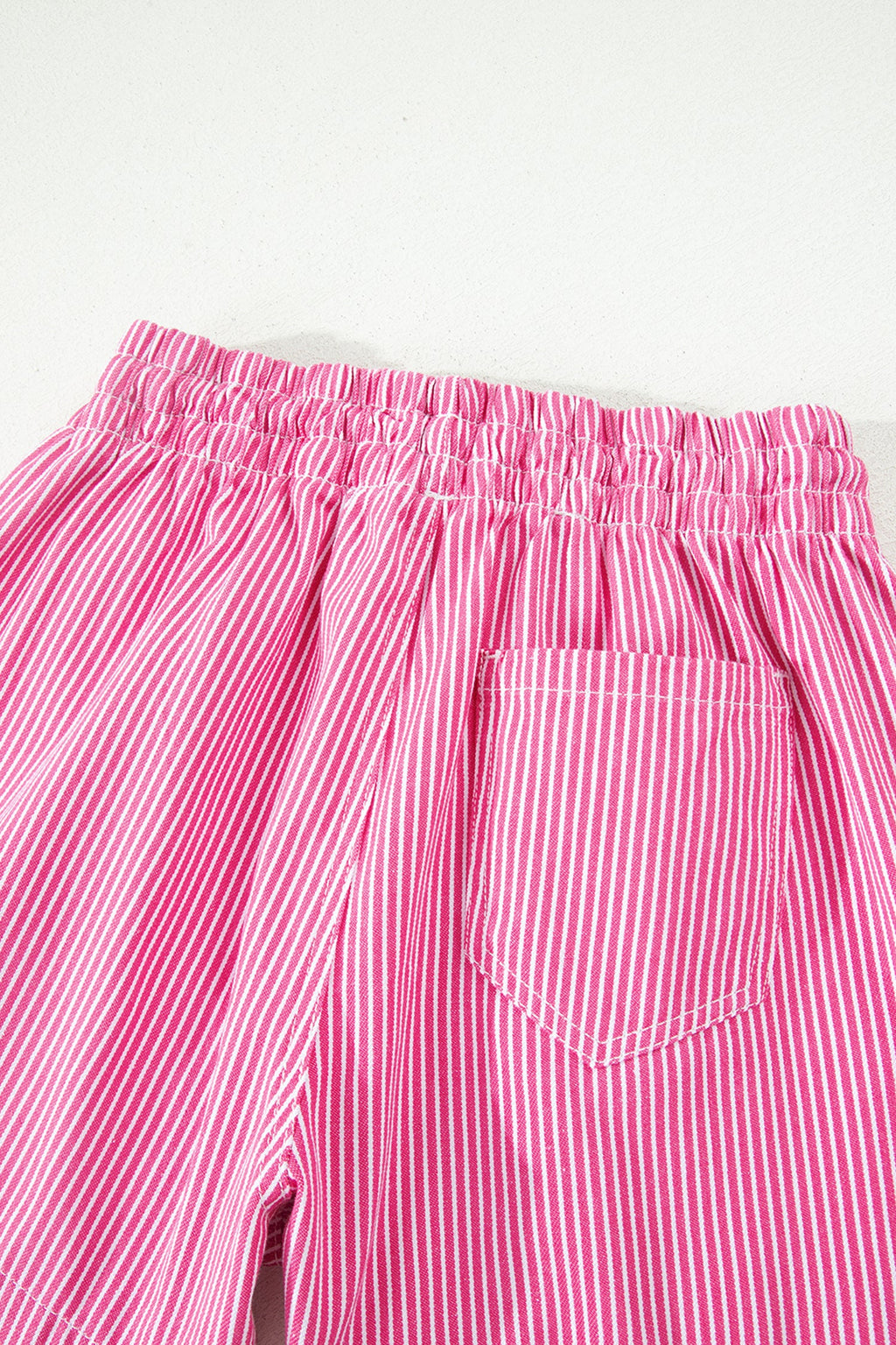 Stripe Denim Drawstring Elastic Waist Shorts