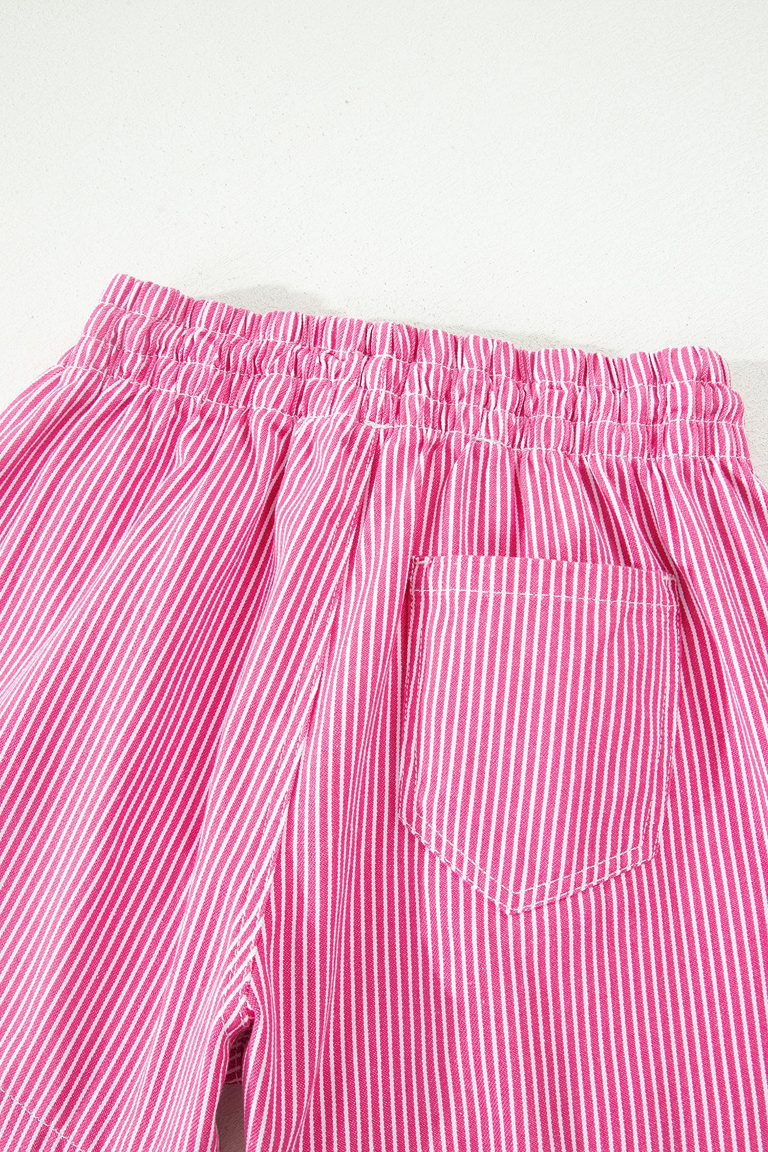 Stripe Denim Drawstring Elastic Waist Shorts