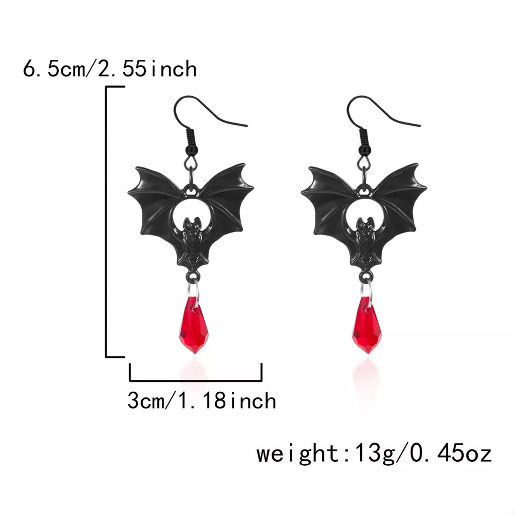 Gothic Bat Drop Earrings
