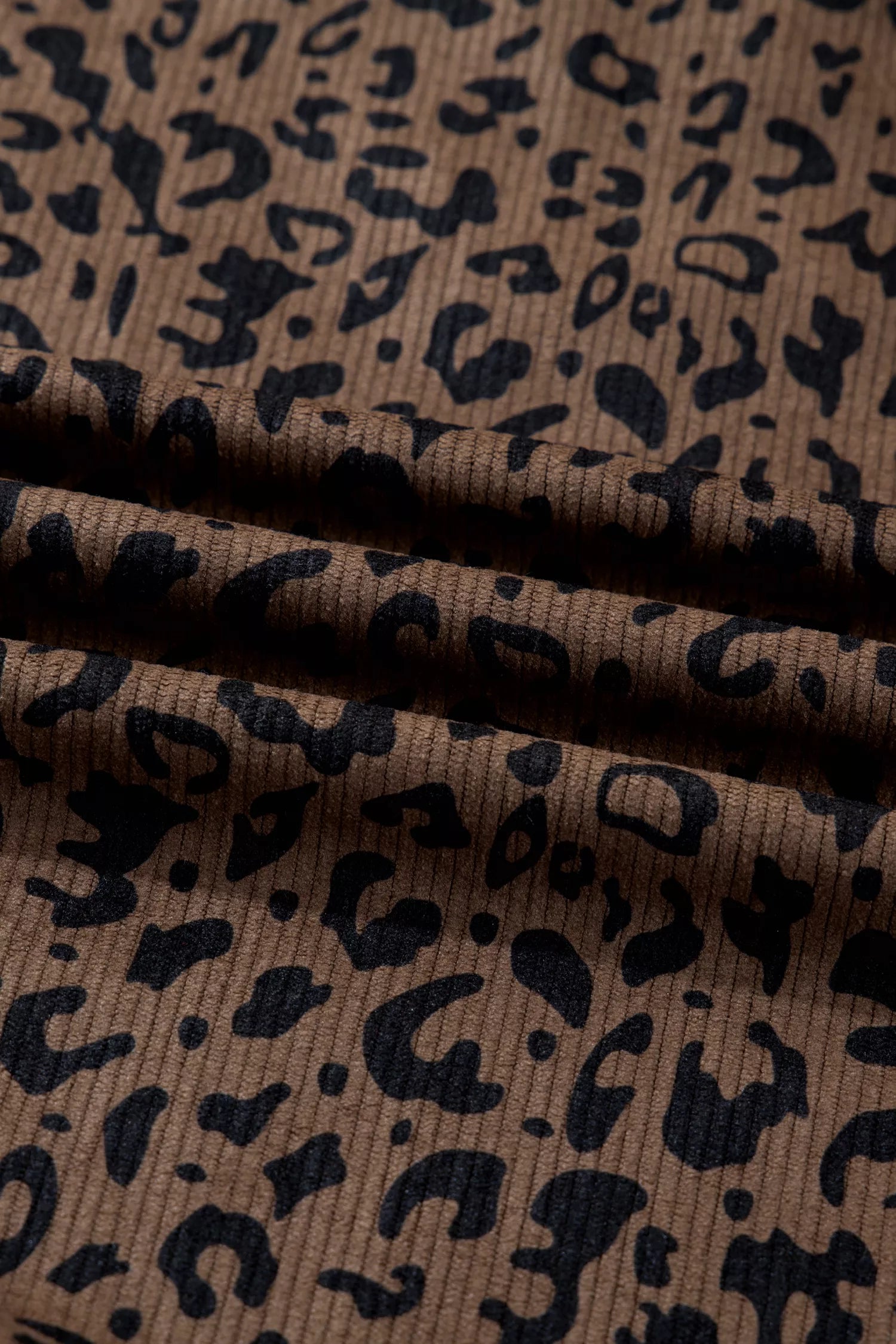 Leopard Print Quarter Zip Corduroy Sweatshirt