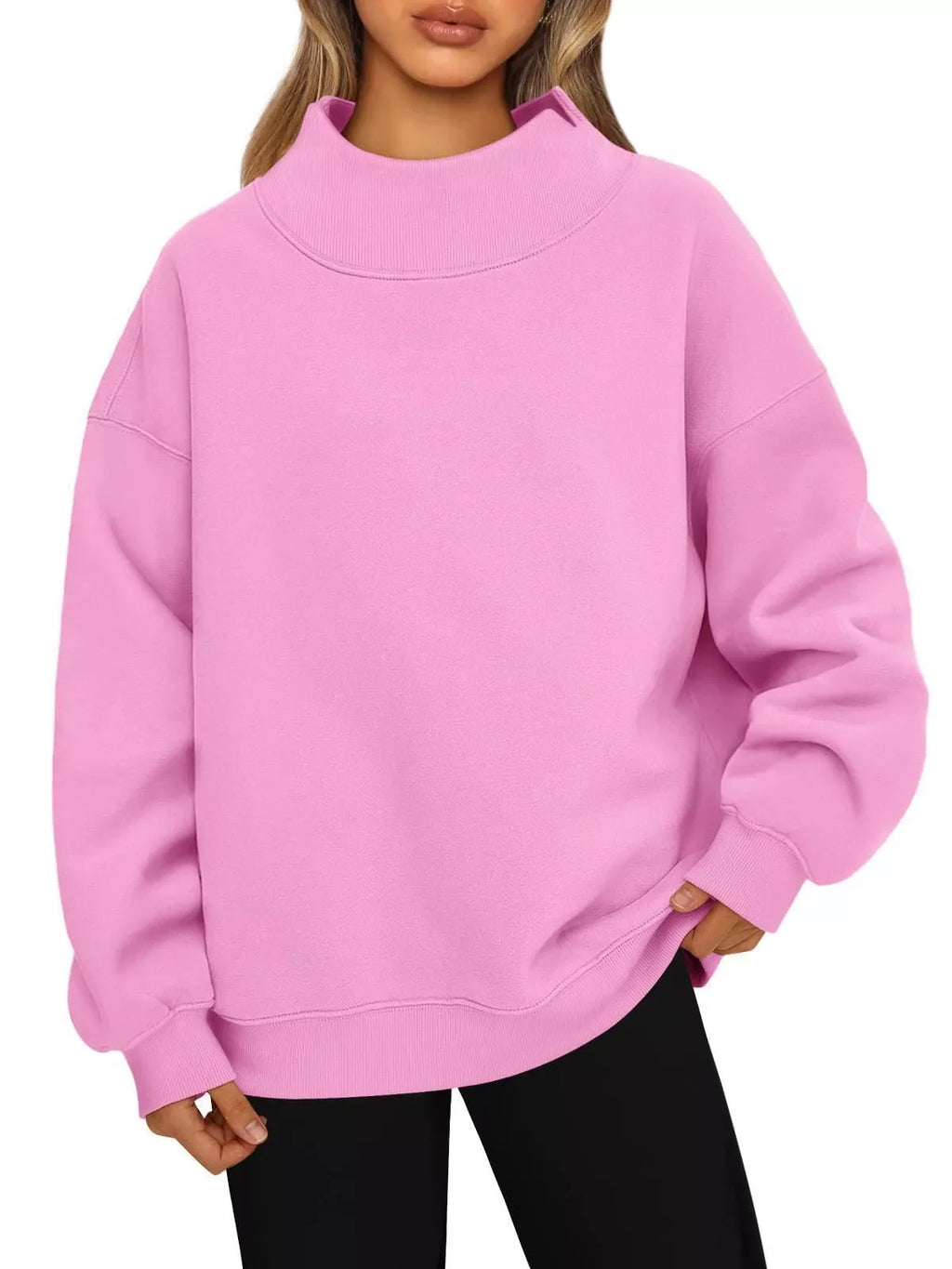 Mock Neck Dropped Shoulder Sweatshirt
