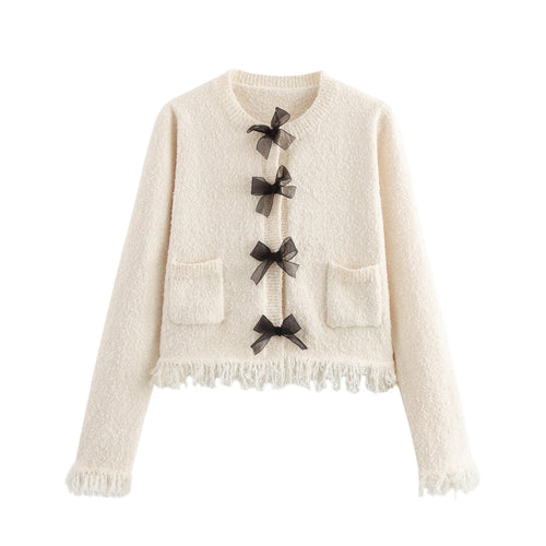 Autumn Bow Knitted Cardigan Coat