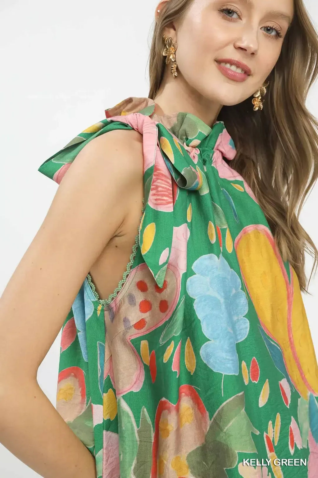 Umgee Multi-Color Floral Halter Neck Boho Top