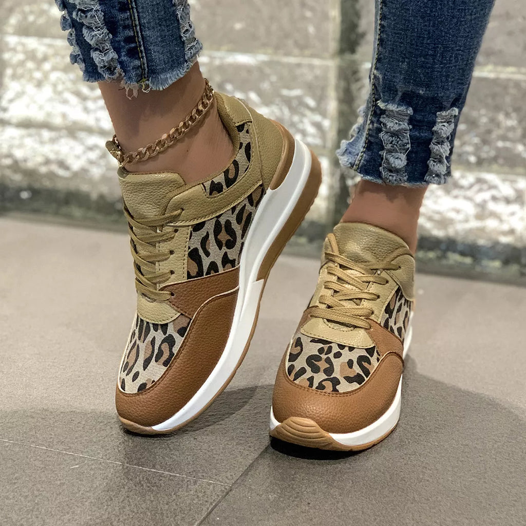 Leopard Lace Up Sneakers