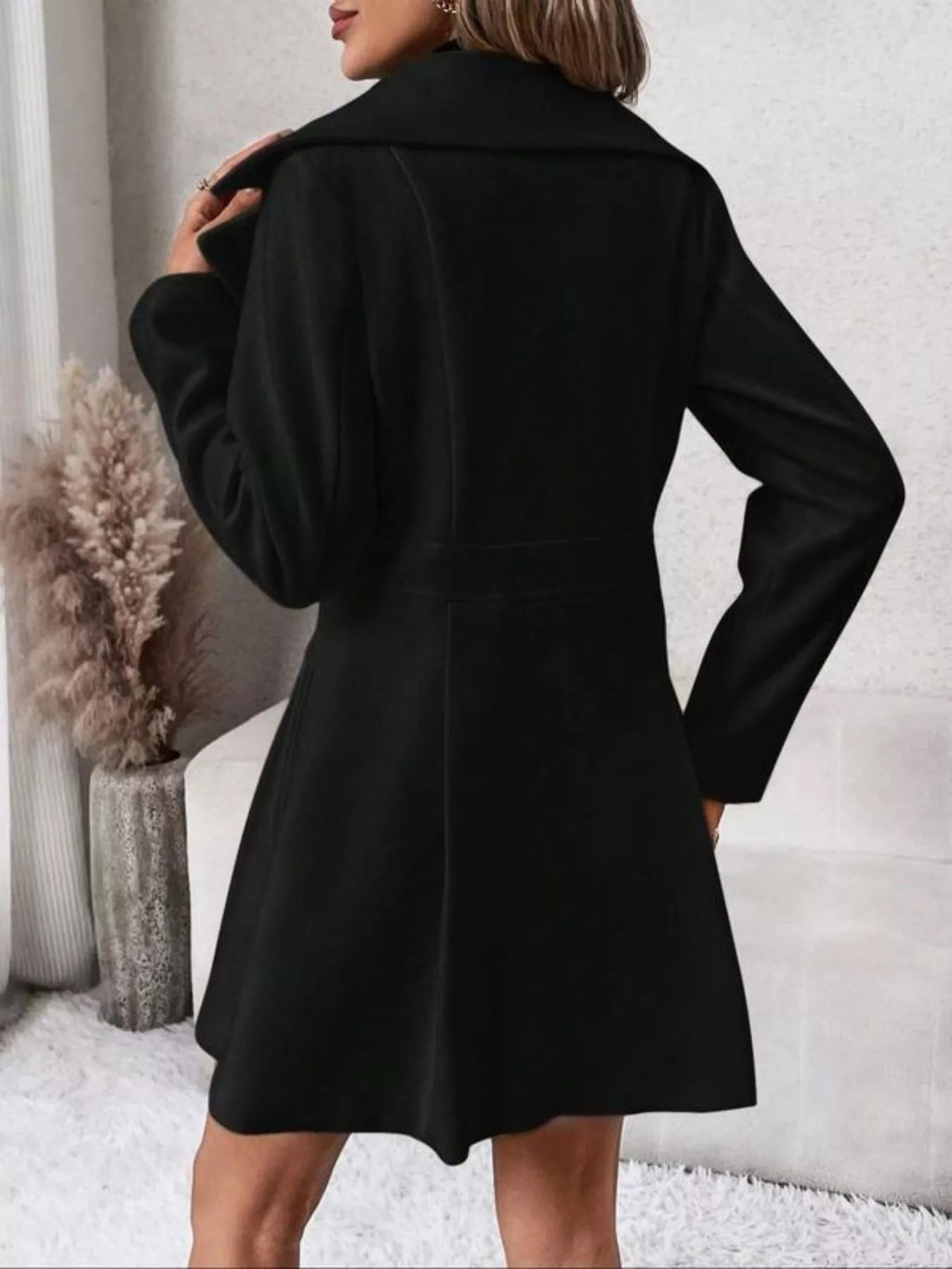 Double-Breasted Wool Blend Coat