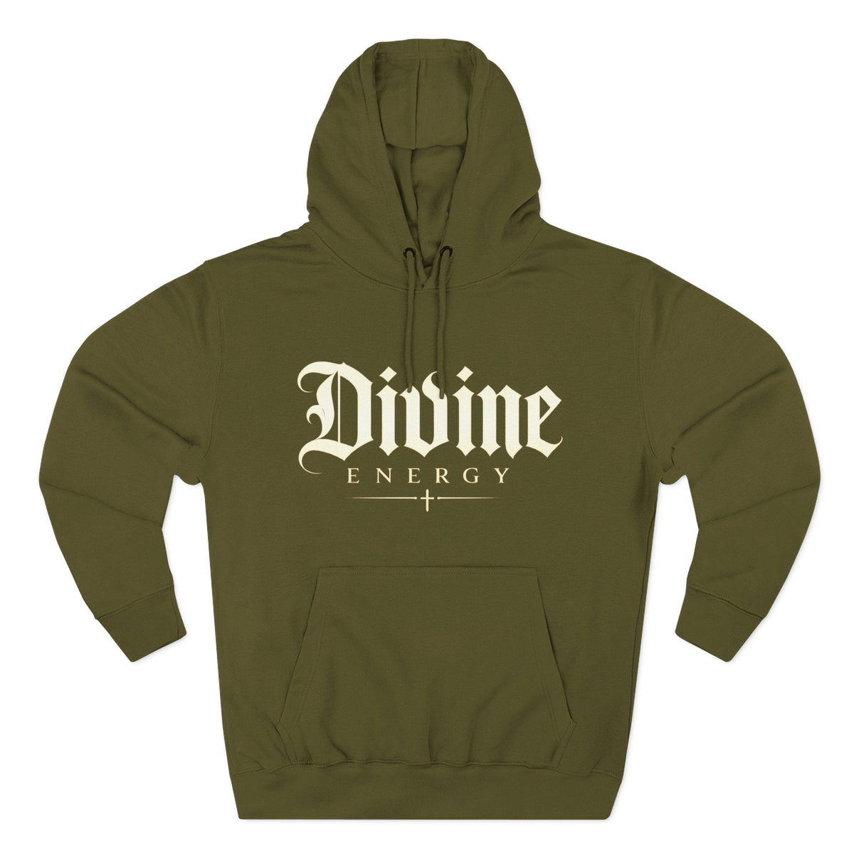 Divine Energy Hoodie — Gothic Script Faith Graphic | Wear Your Worship