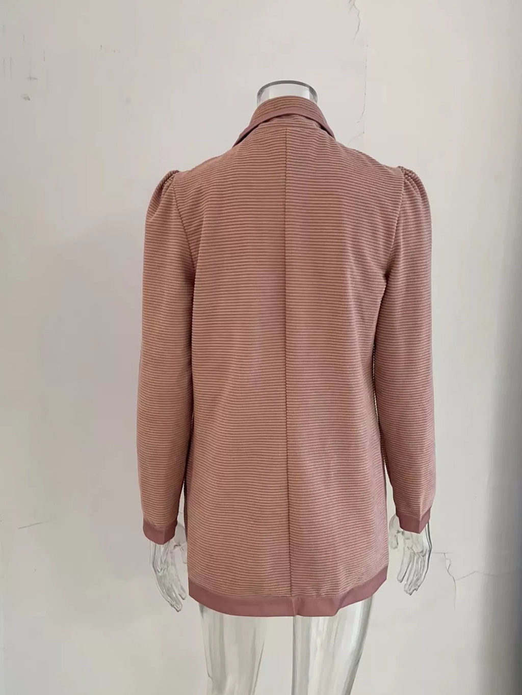Texture Knit Double-Breasted Blazer