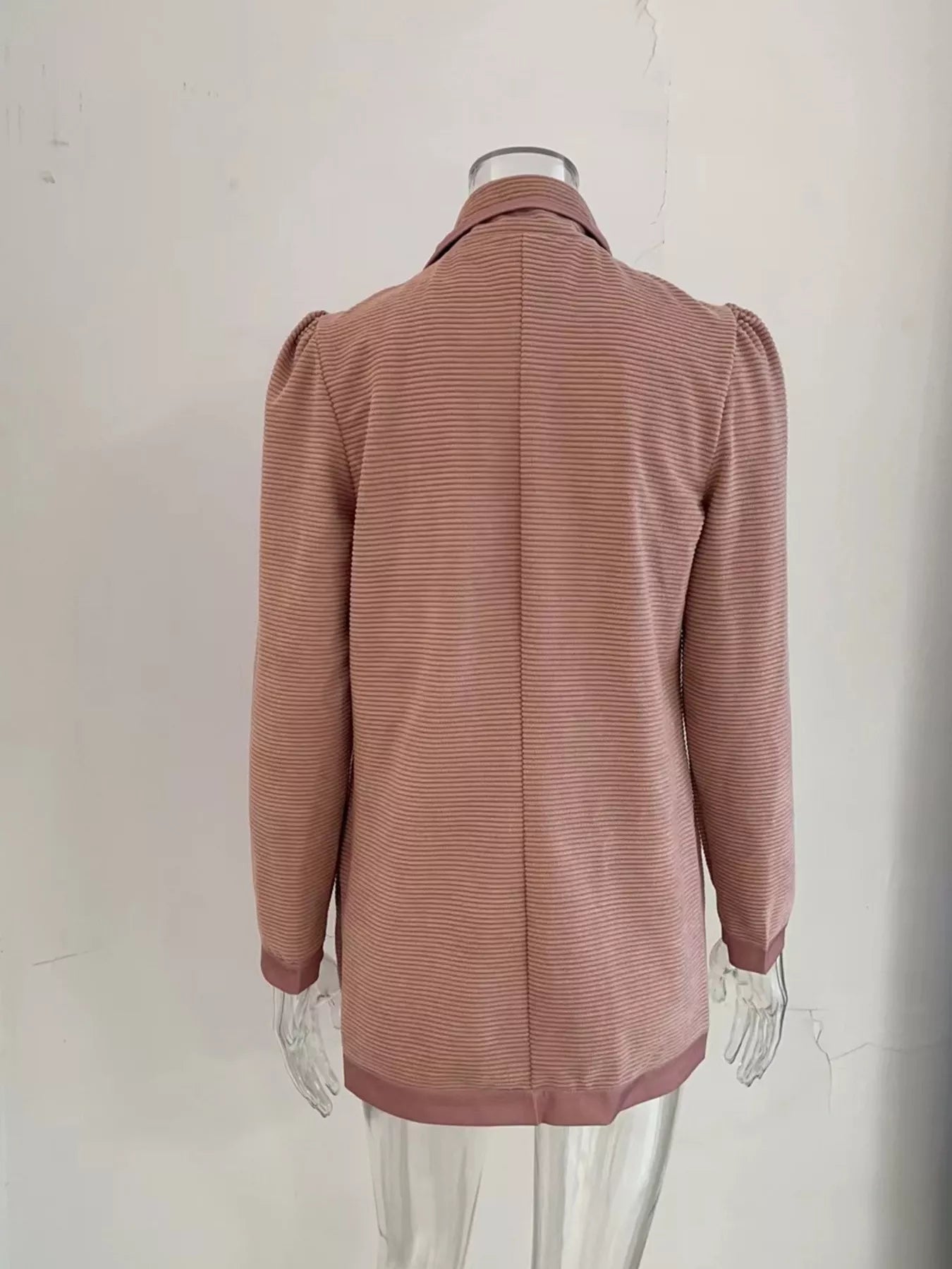 Texture Knit Double-Breasted Blazer