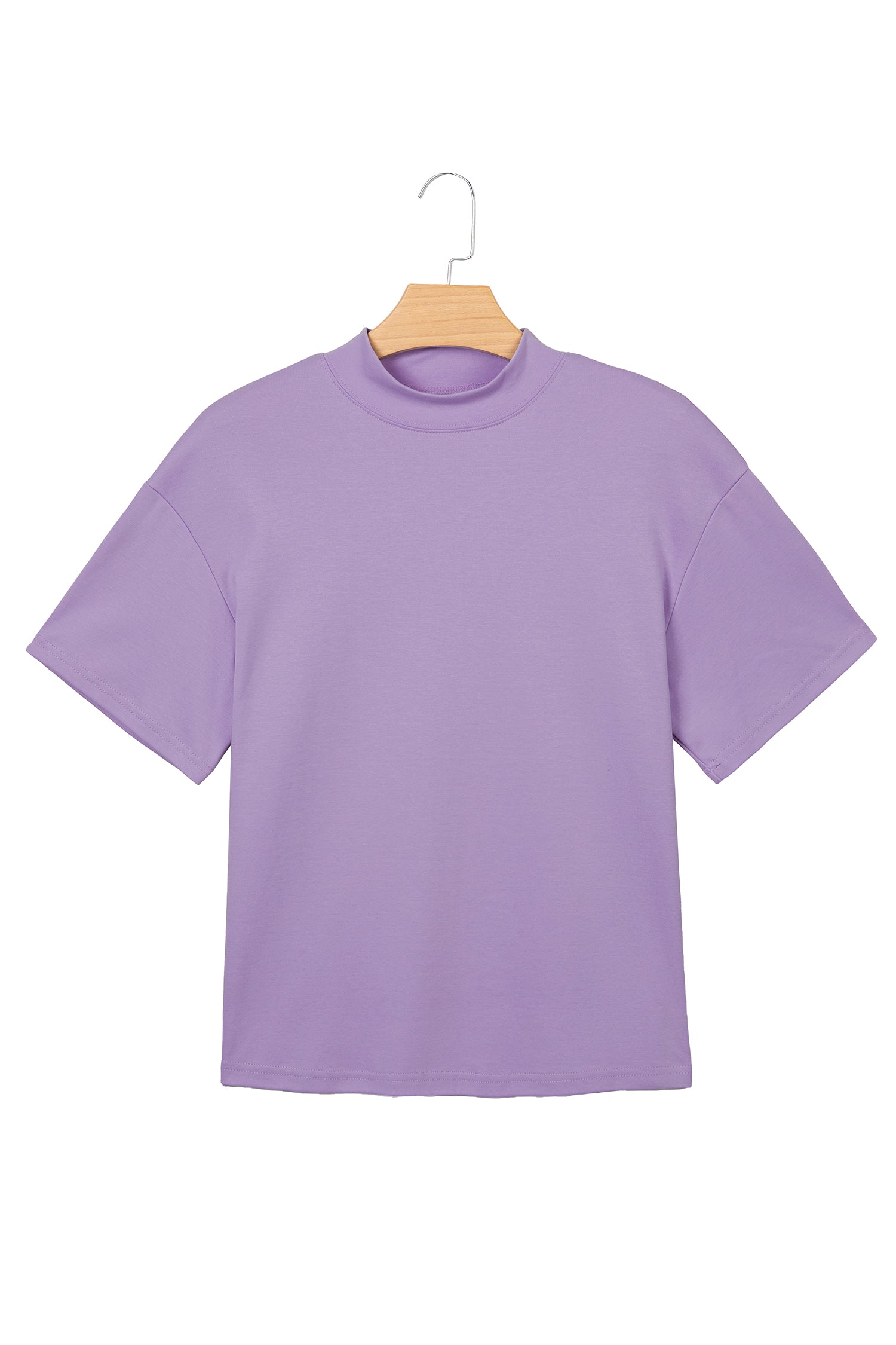 Dark Blue Solid Color High Neck Oversize Tee