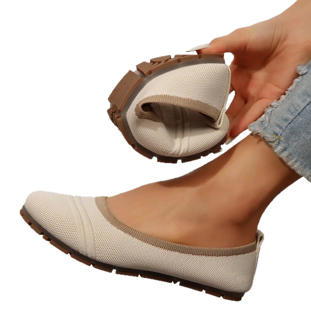 Mesh Round Toe Flat Slip-Ons