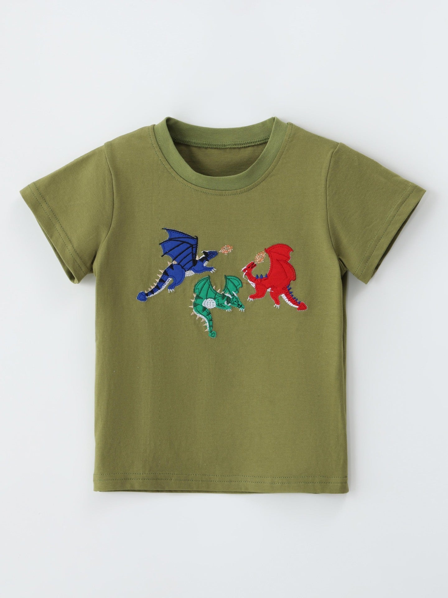 Children's Embroidered Dragon Short Sleeve T-Shirt