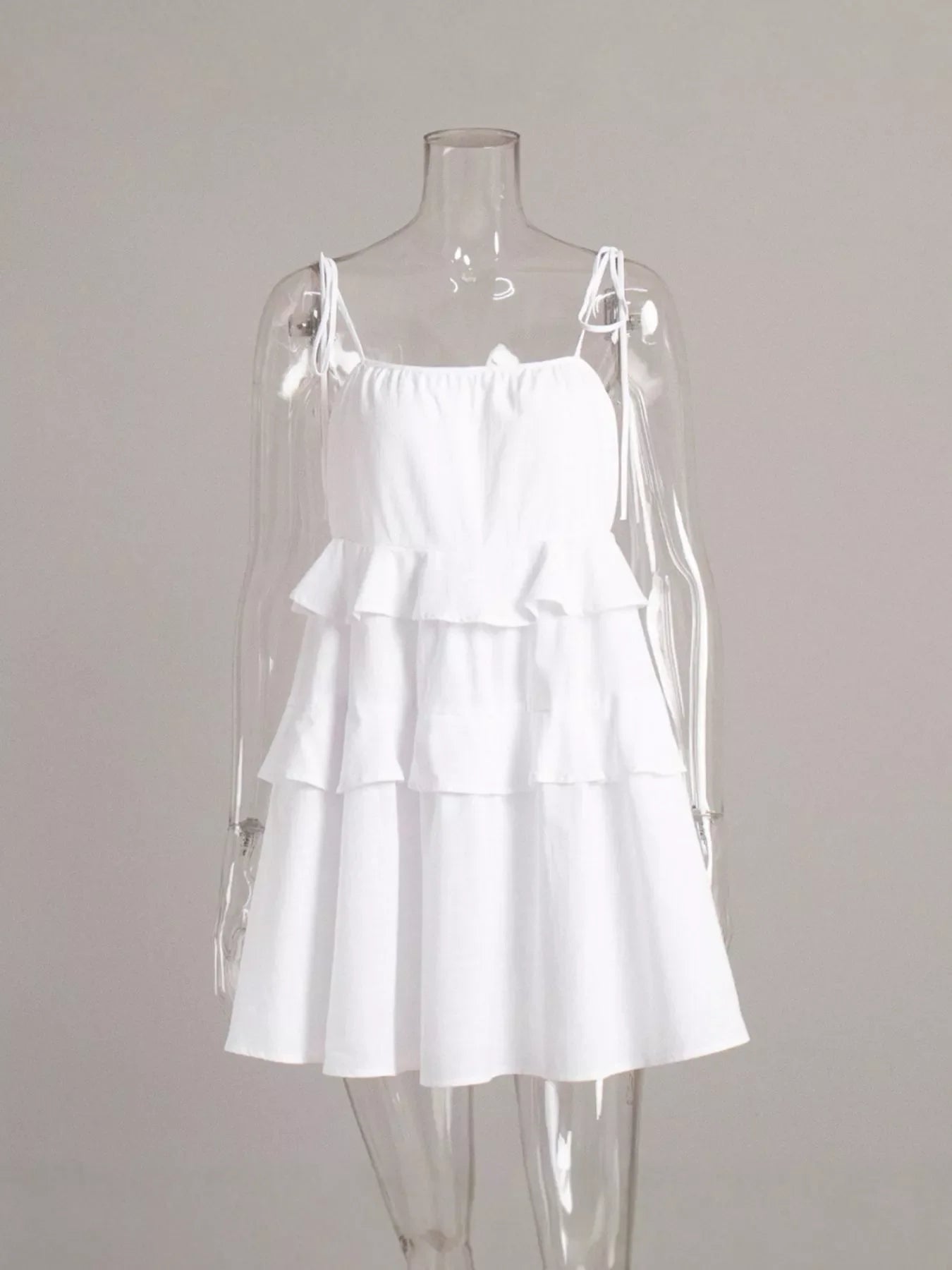 Ruffled Tie Shoulder Mini Dress