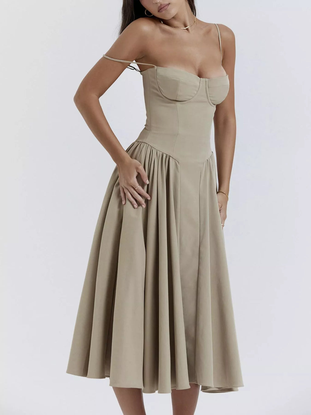 Sweetheart Neck Midi Cami Dress