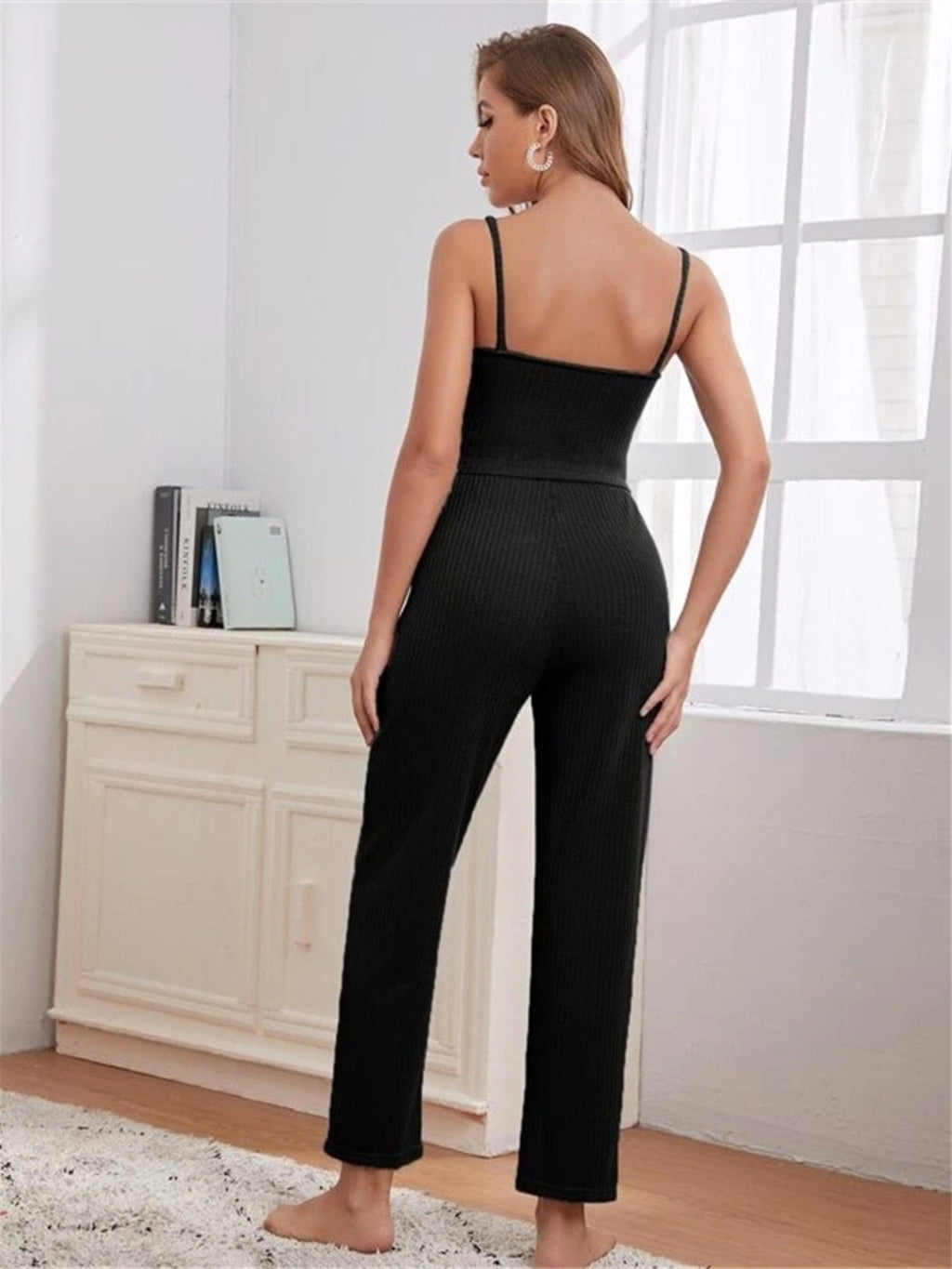 Scoop Neck Cami & Pants & Cardigan Set