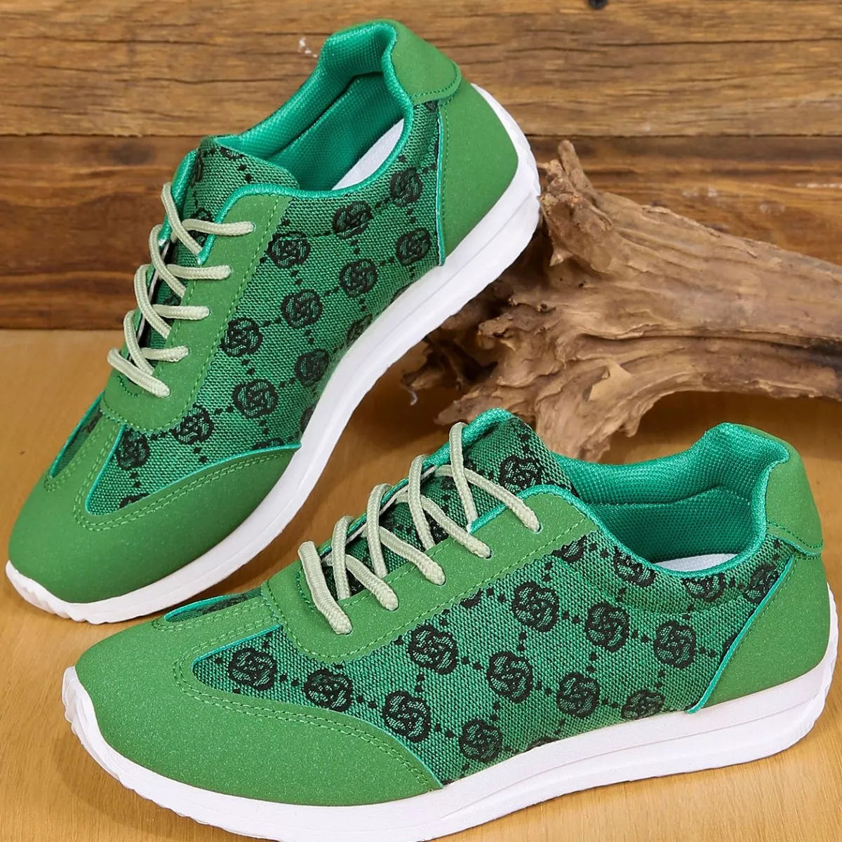Floral Patterned Lace Up Sneakers