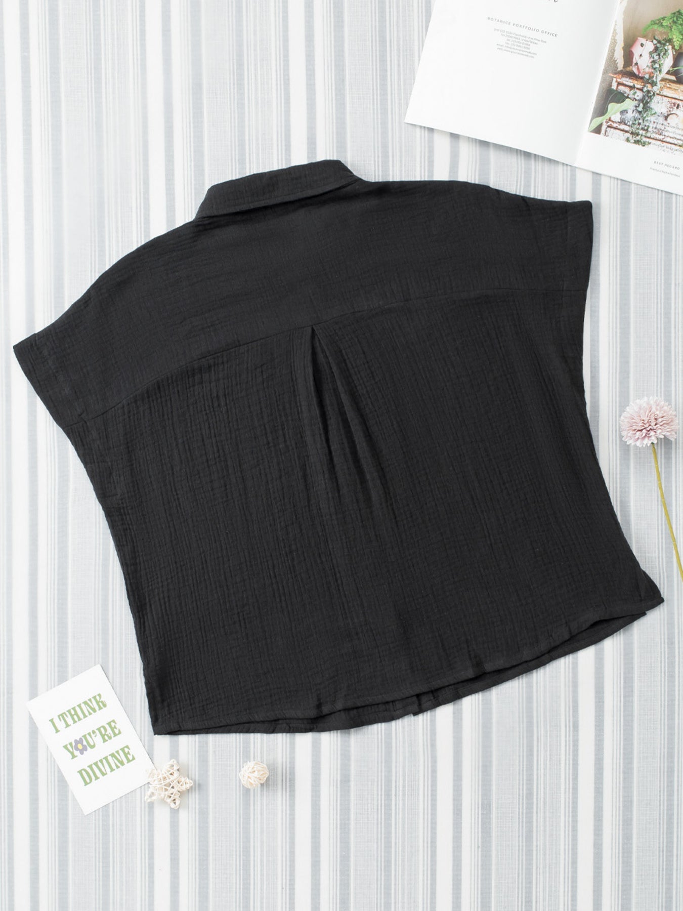Crinkle Cotton Loose Short Sleeve Shirt