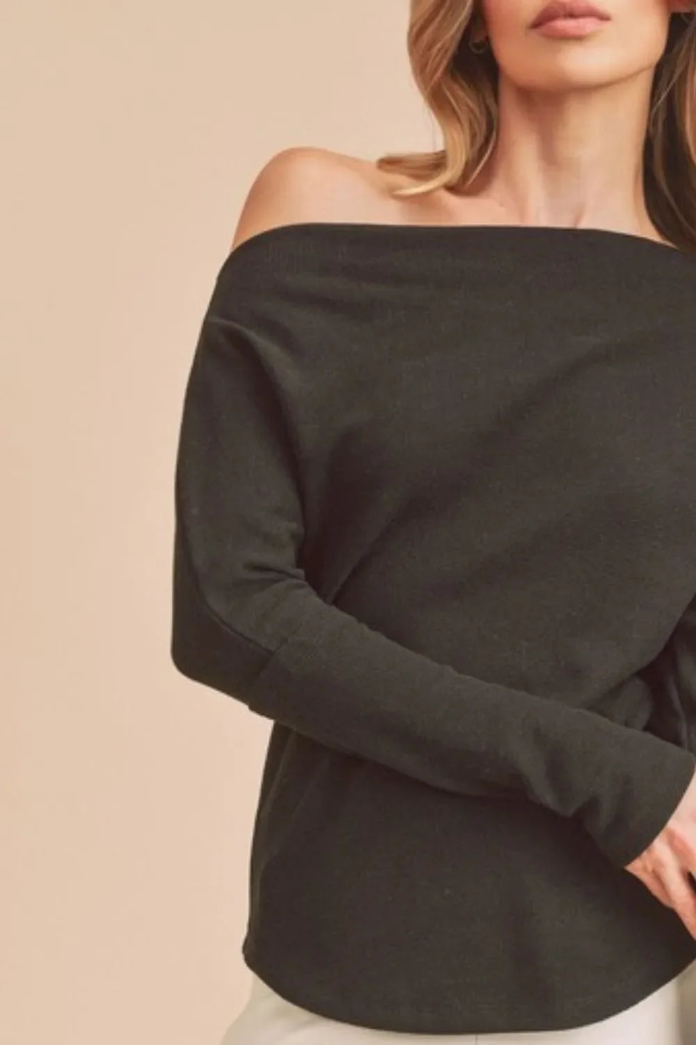 Aemi + Co One Shoulder Long Sleeve Knit Top
