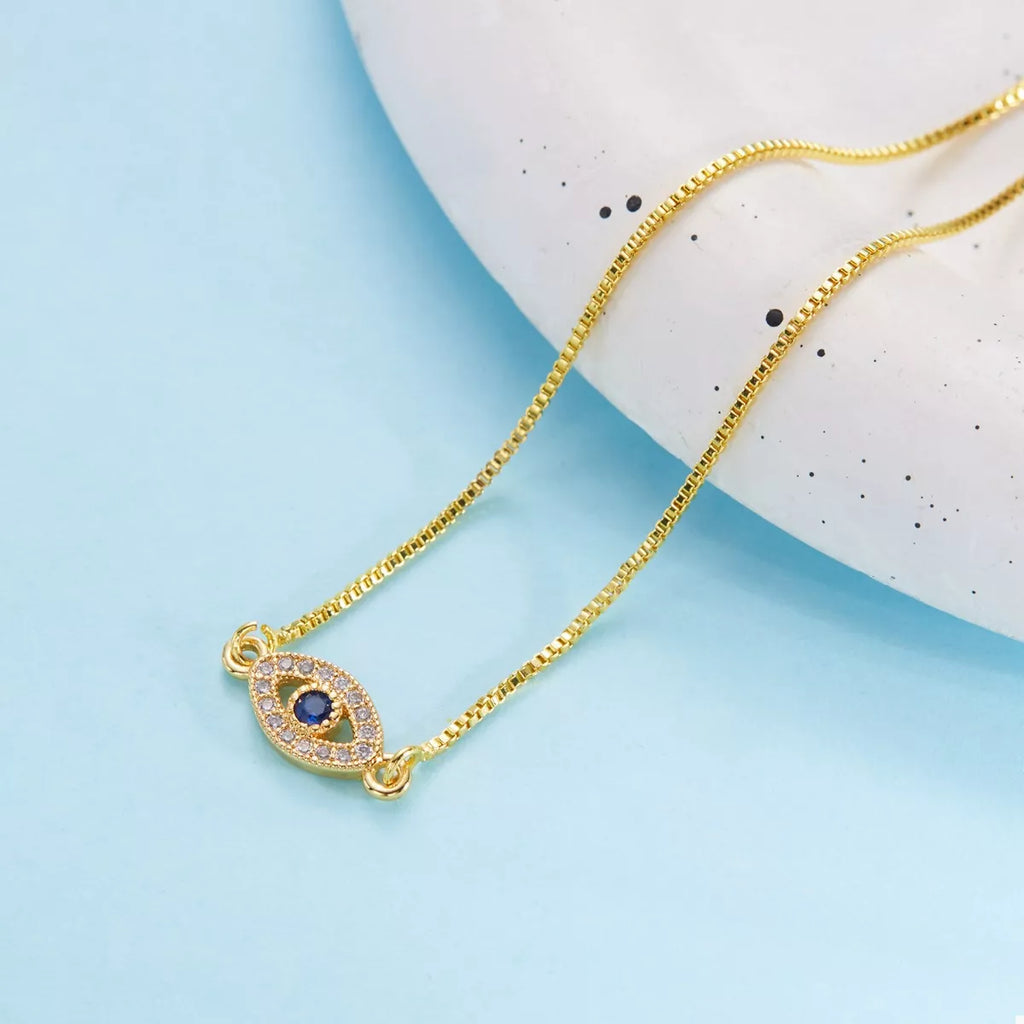 18K Gold-Plated Evil Eye Adjustable Bracelet