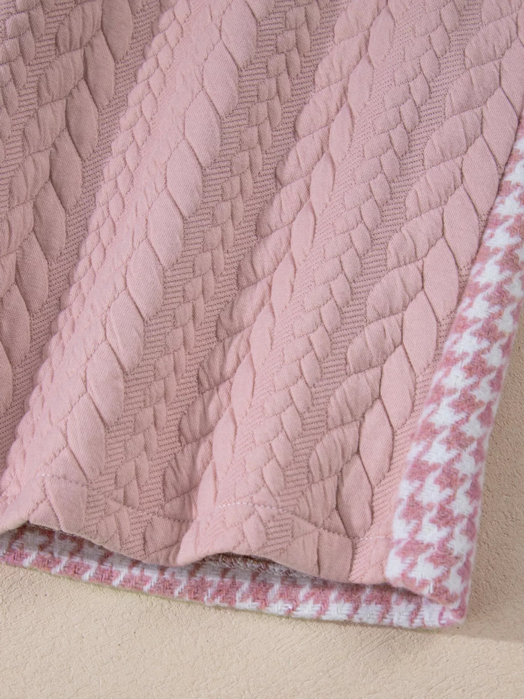 Button Down  Houndstooth Color Block Shacket