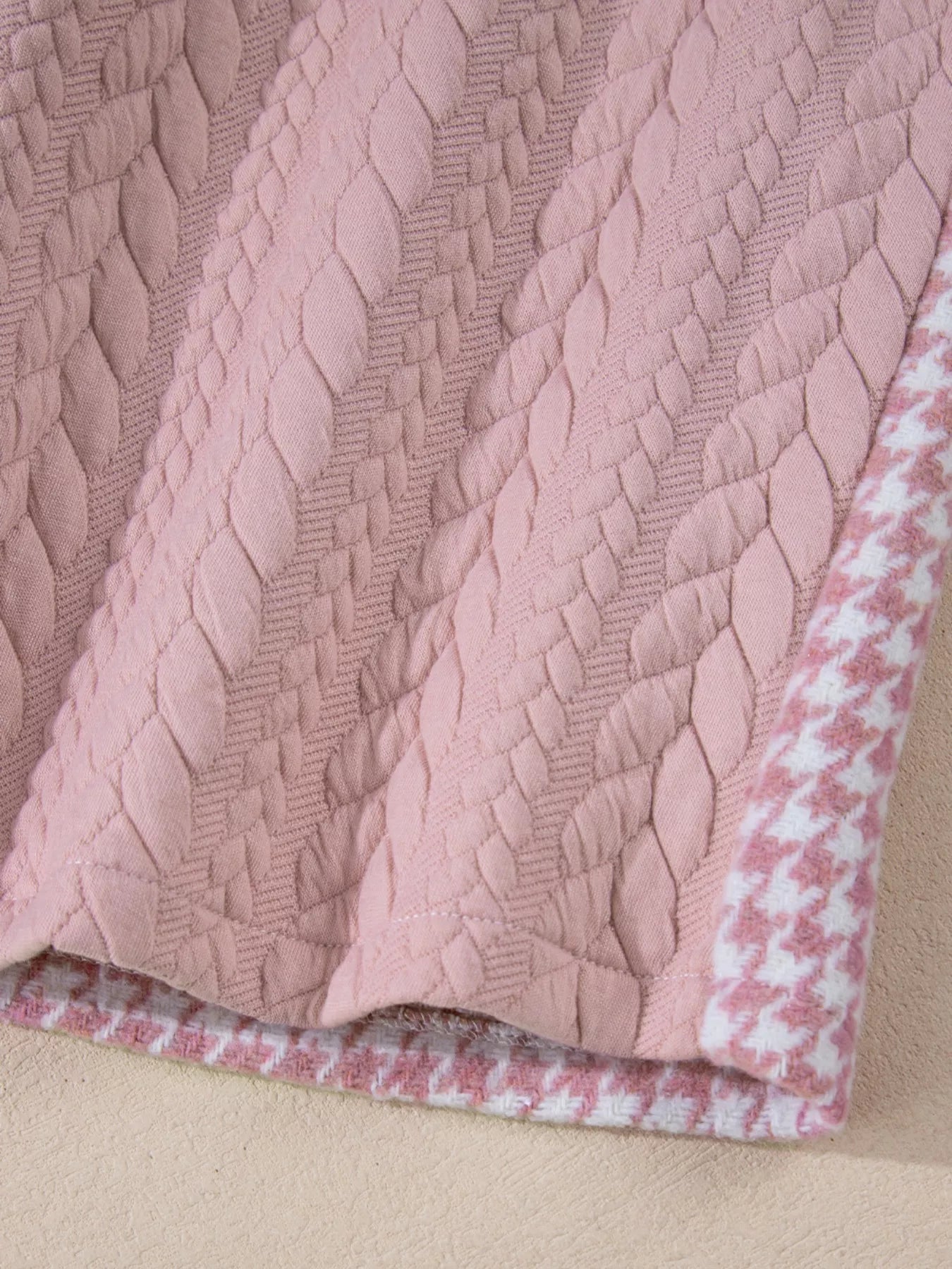 Button Down  Houndstooth Color Block Shacket