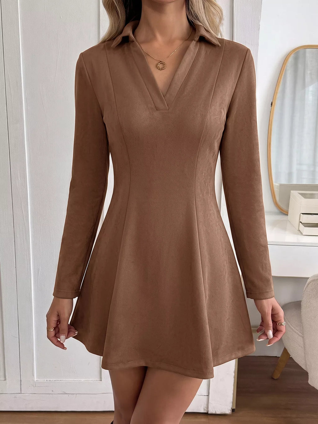 Johnny Collar Long Sleeve Dress