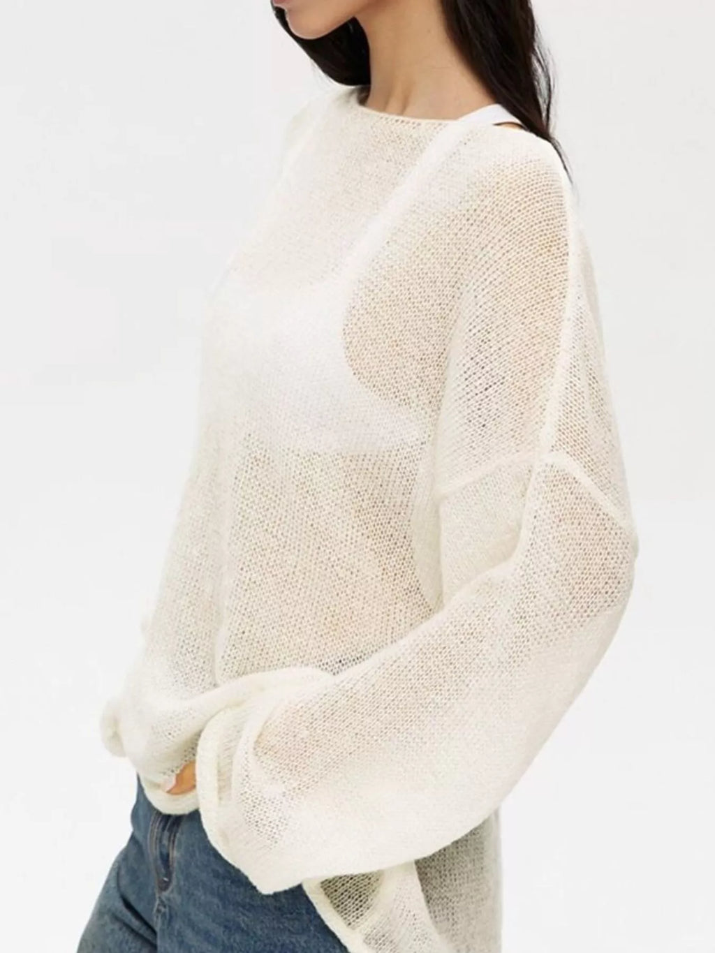 Boat Neck Dropped Shoulder Sweater