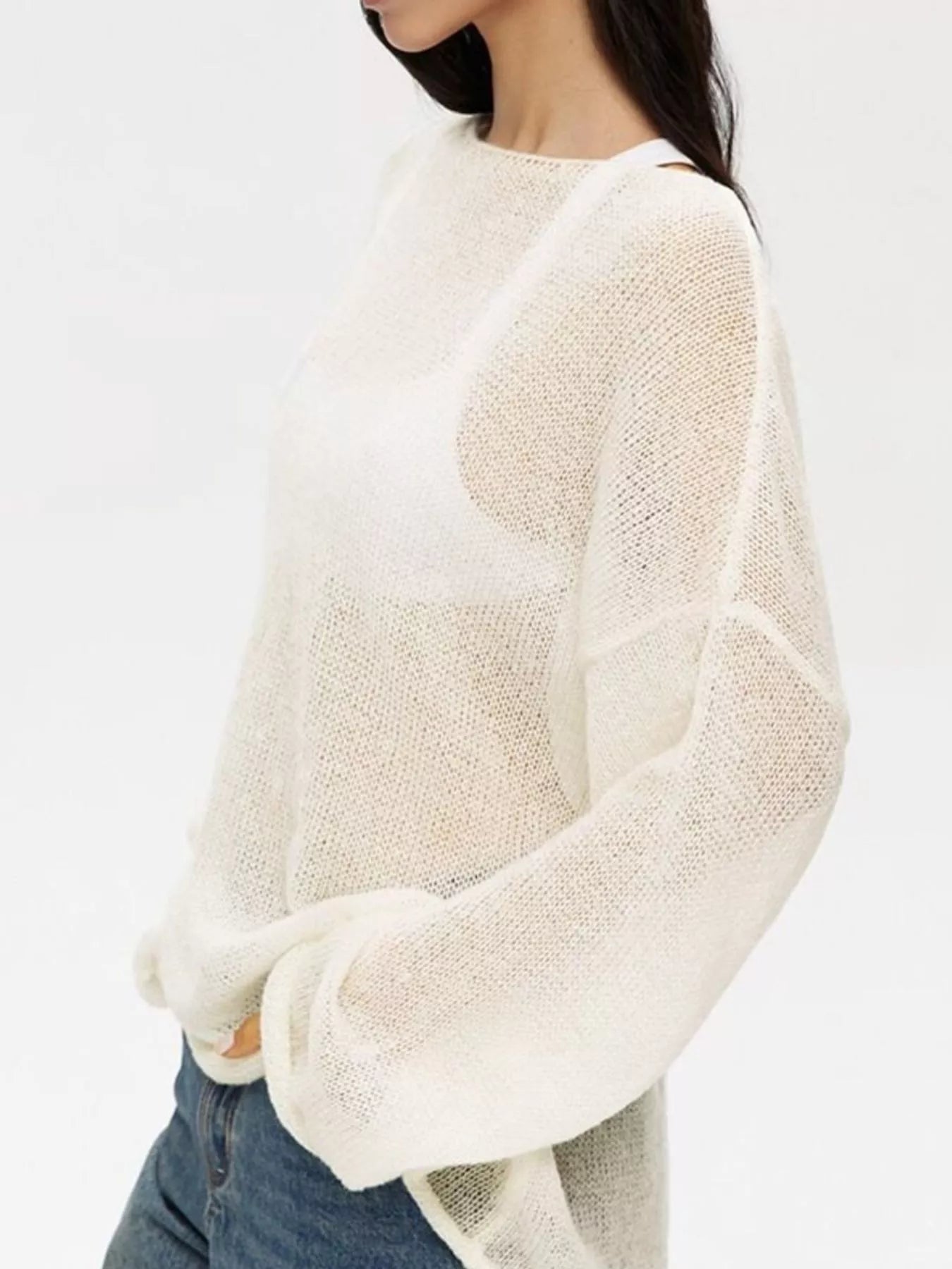 Boat Neck Dropped Shoulder Sweater