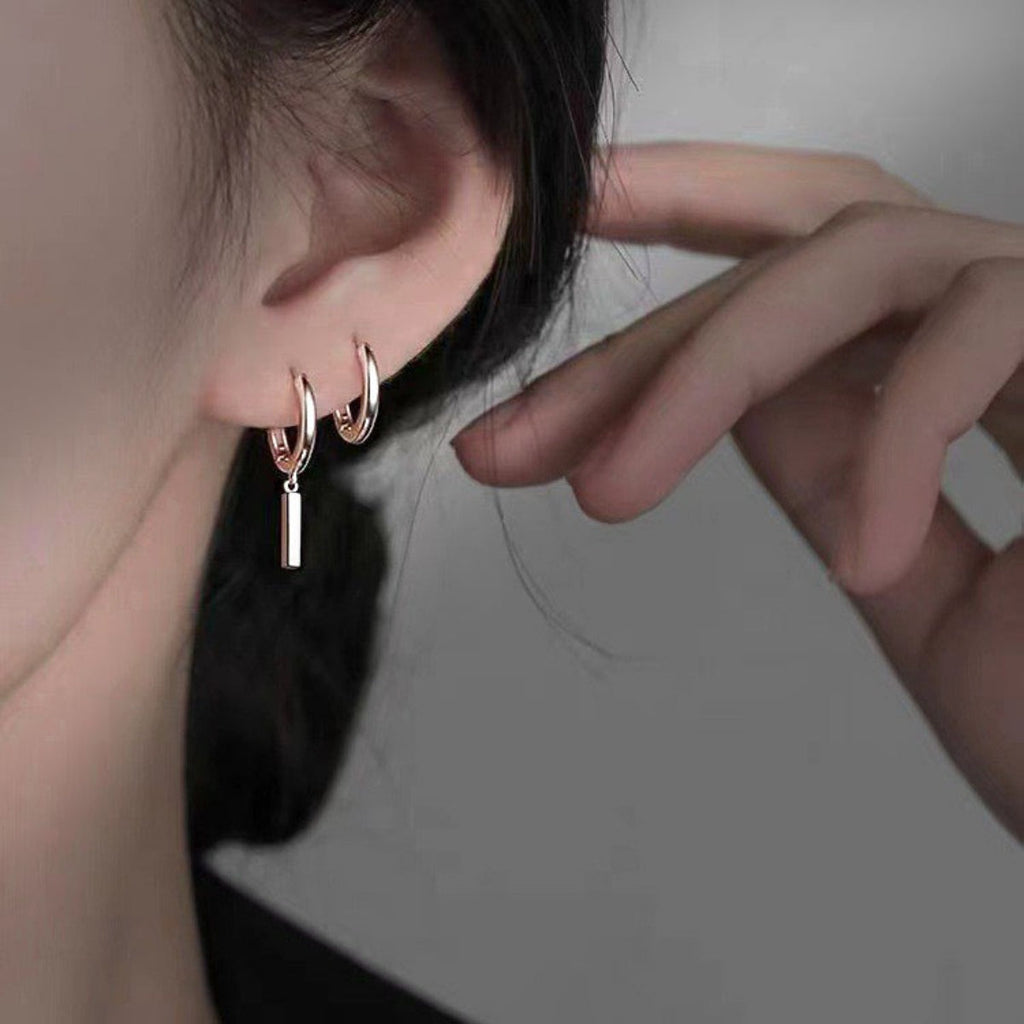 925 Sterling Silver Hoop Bar Earrings
