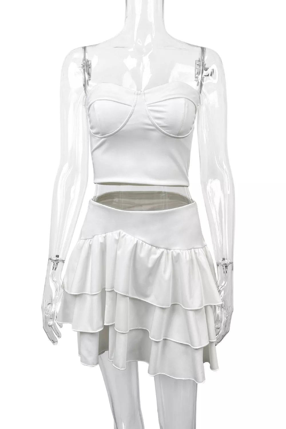Tube Top and Ruffle Layered Skirt Set