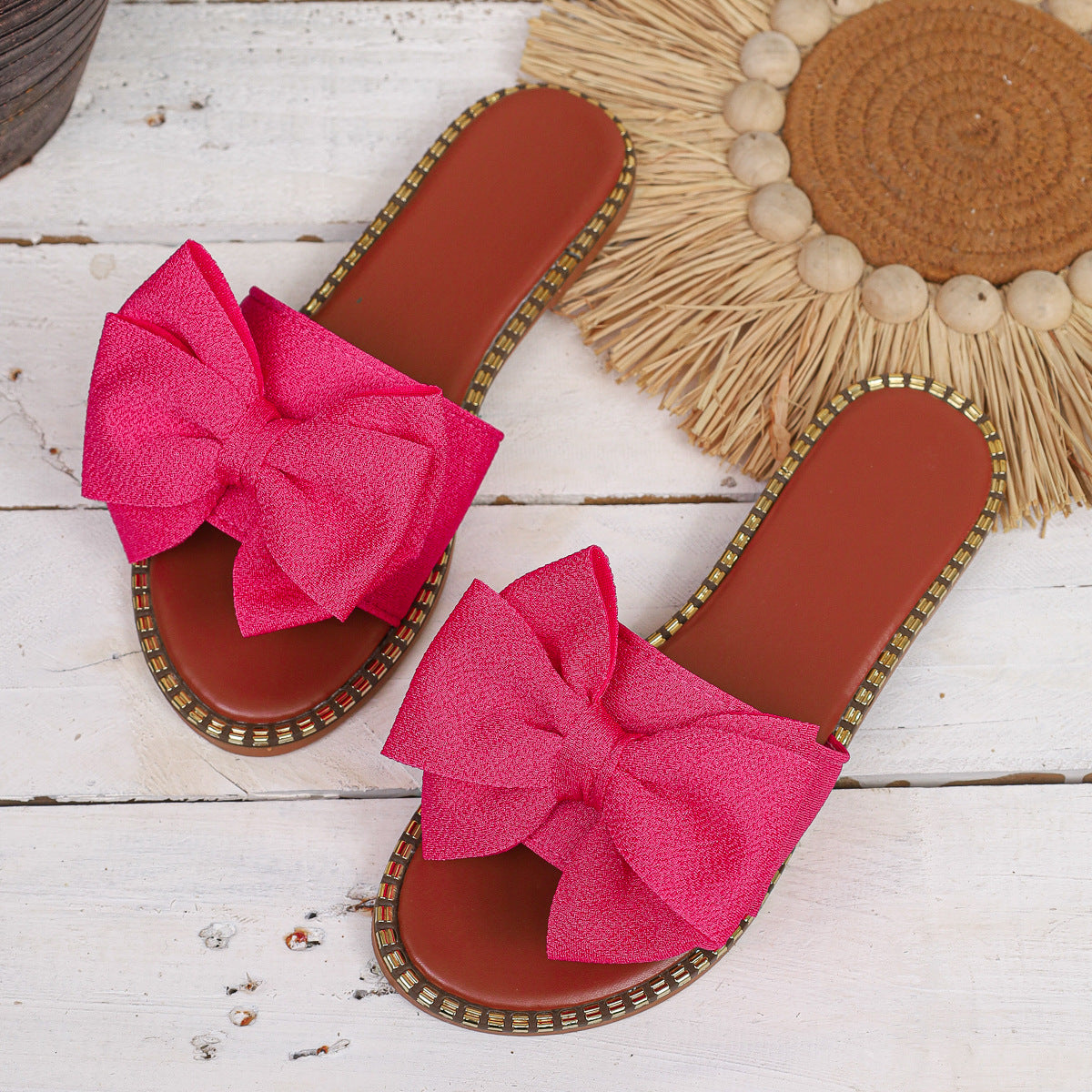 Bowknot Embellished Flat Sandals