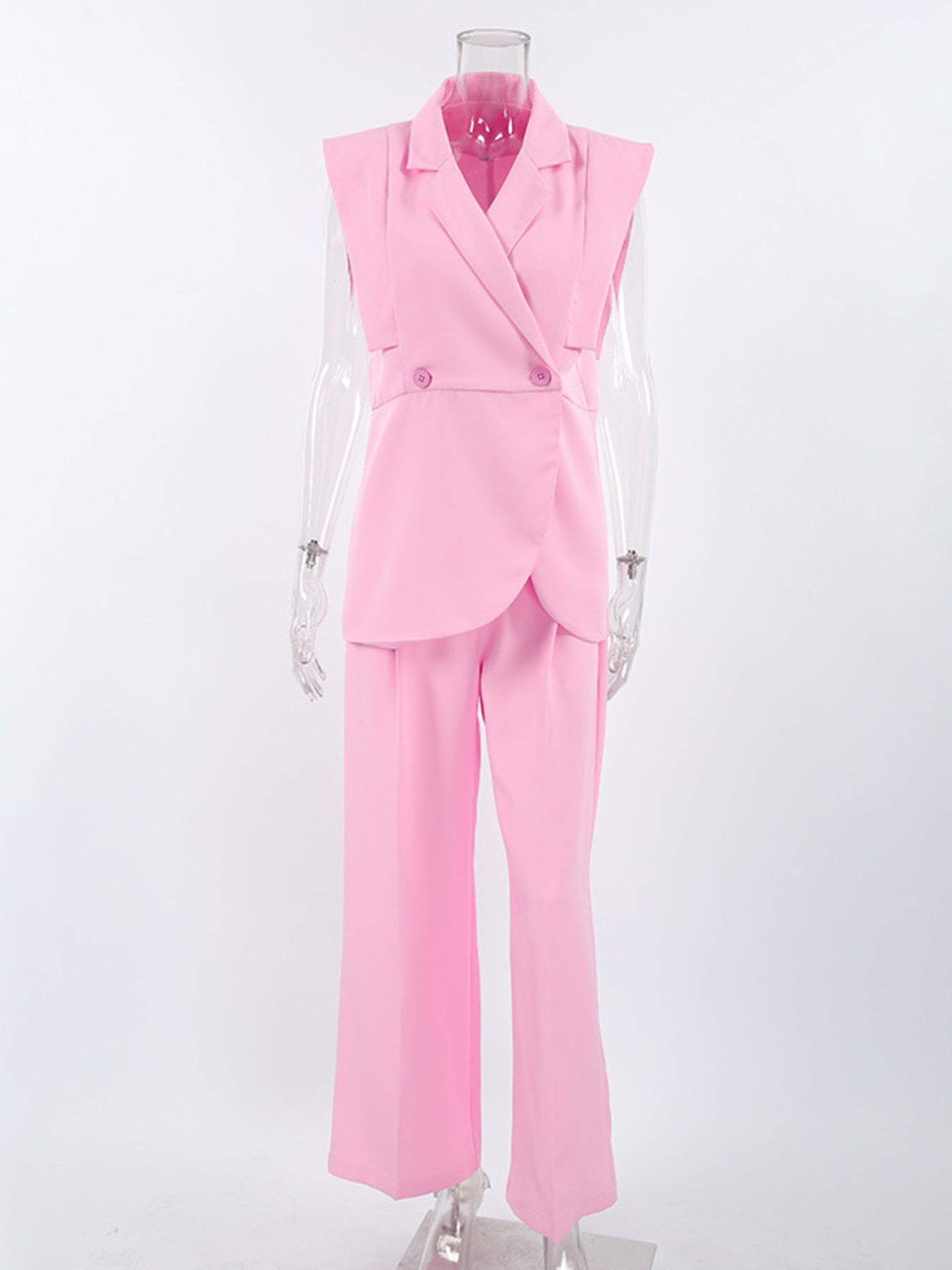 Sleeveless Blazer & Wide Leg Pants Set