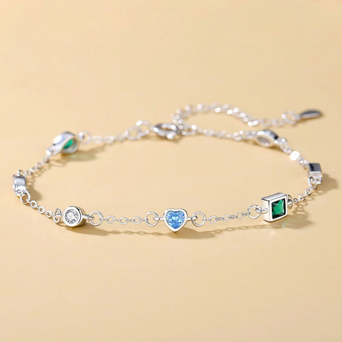 925 Sterling Silver Geometric Charm Bracelet